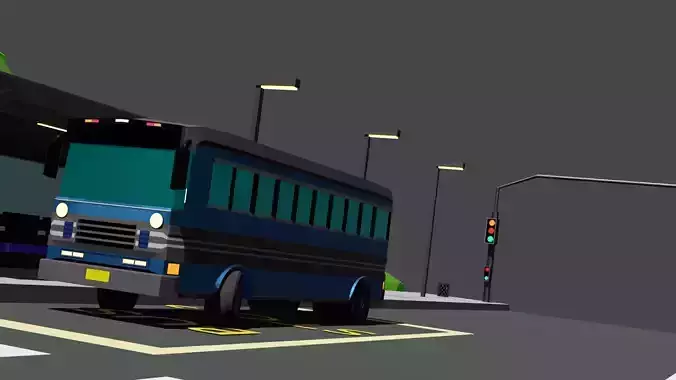 stylized low poly city bus