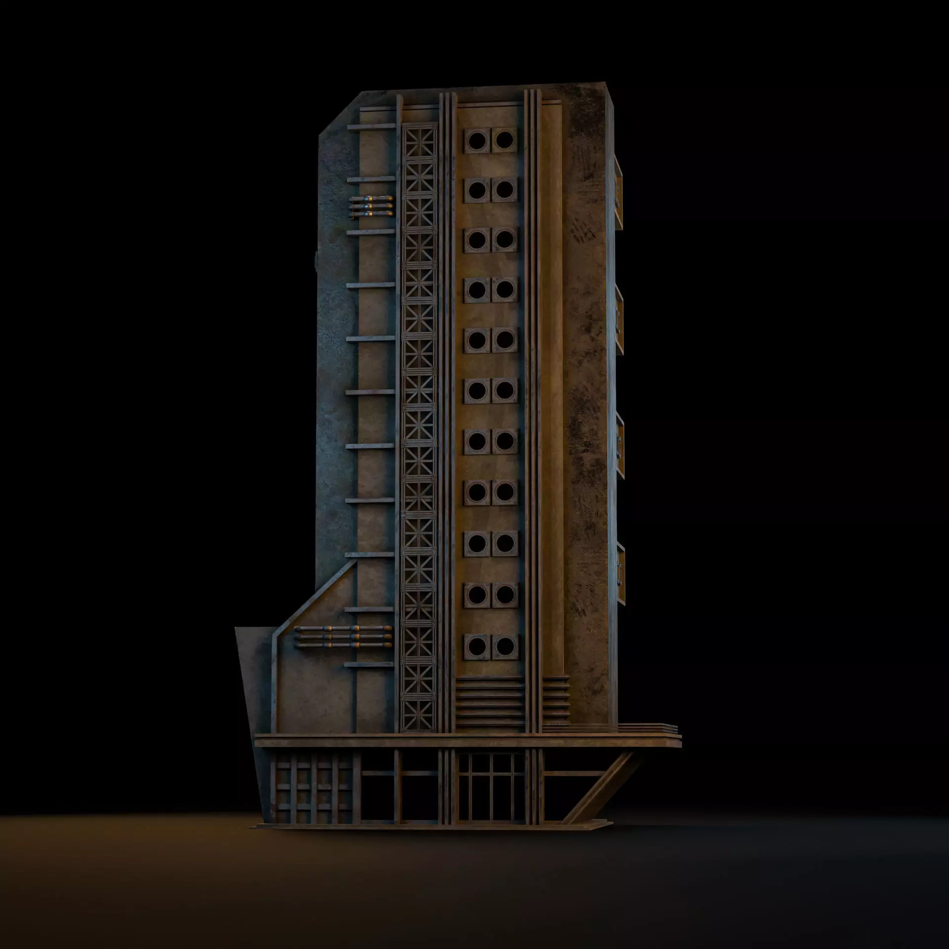 DYSTOPIAN BRUTALIST BUILDING SCIFI 02 Low-poly 3D model_6