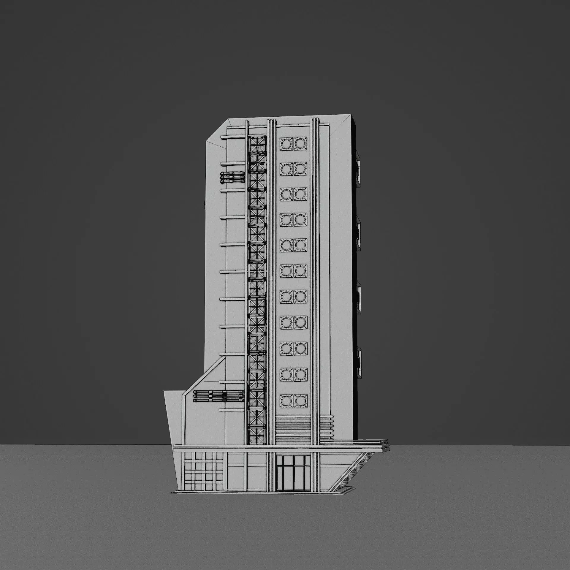 DYSTOPIAN BRUTALIST BUILDING SCIFI 02 Low-poly 3D model_13