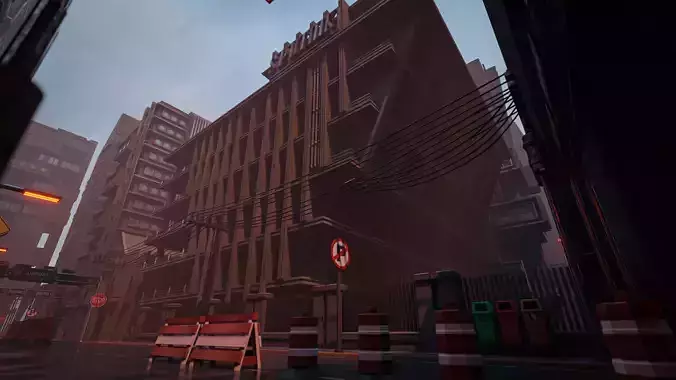 DYSTOPIAN BRUTALIST BUILDING SCIFI 03 Low-poly 3D model