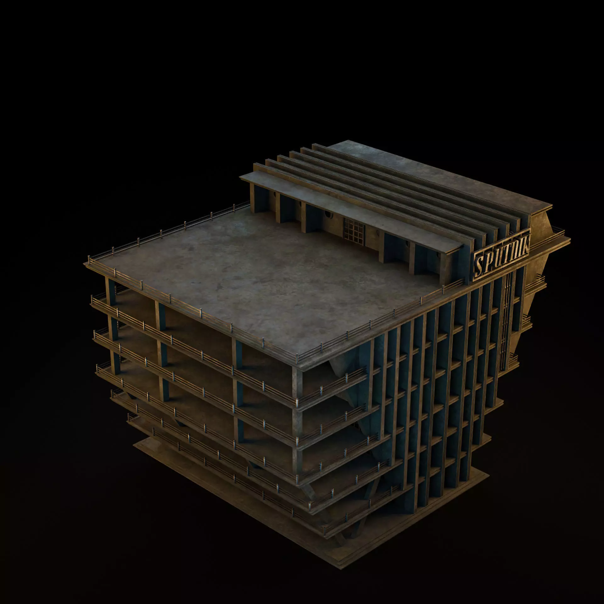 DYSTOPIAN BRUTALIST BUILDING SCIFI 03 Low-poly 3D model_10
