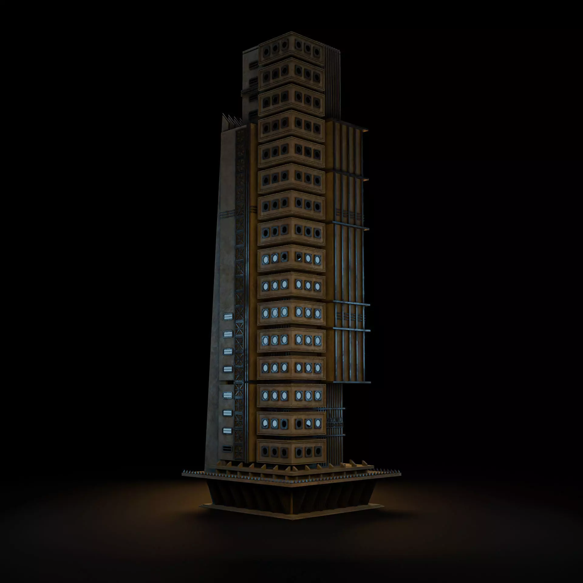 DYSTOPIAN BRUTALIST BUILDING SCIFI 04 Low-poly 3D model_3