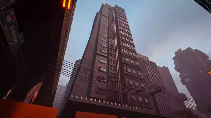 DYSTOPIAN BRUTALIST BUILDING SCIFI 04 Low-poly 3D model
