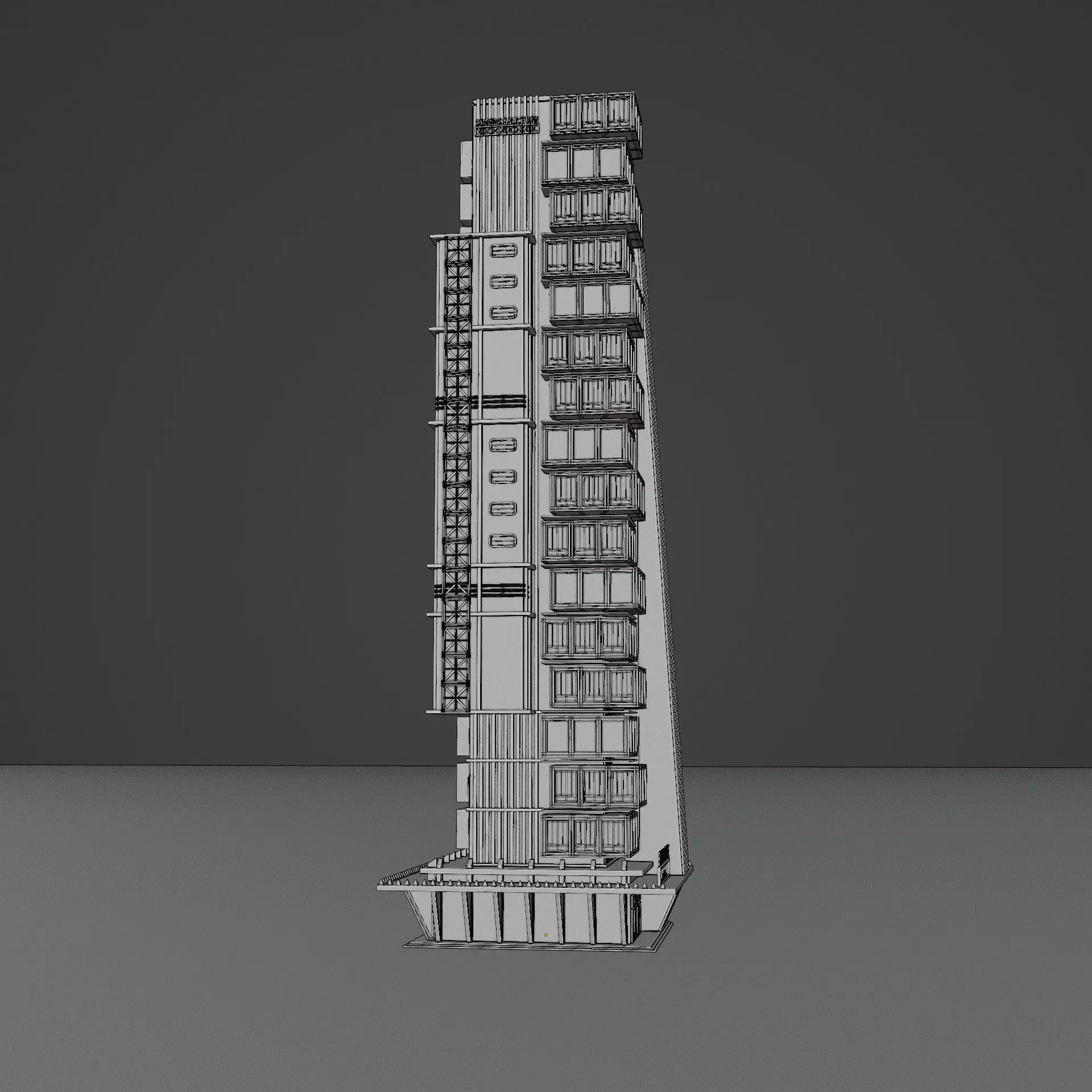 DYSTOPIAN BRUTALIST BUILDING SCIFI 04 Low-poly 3D model_13