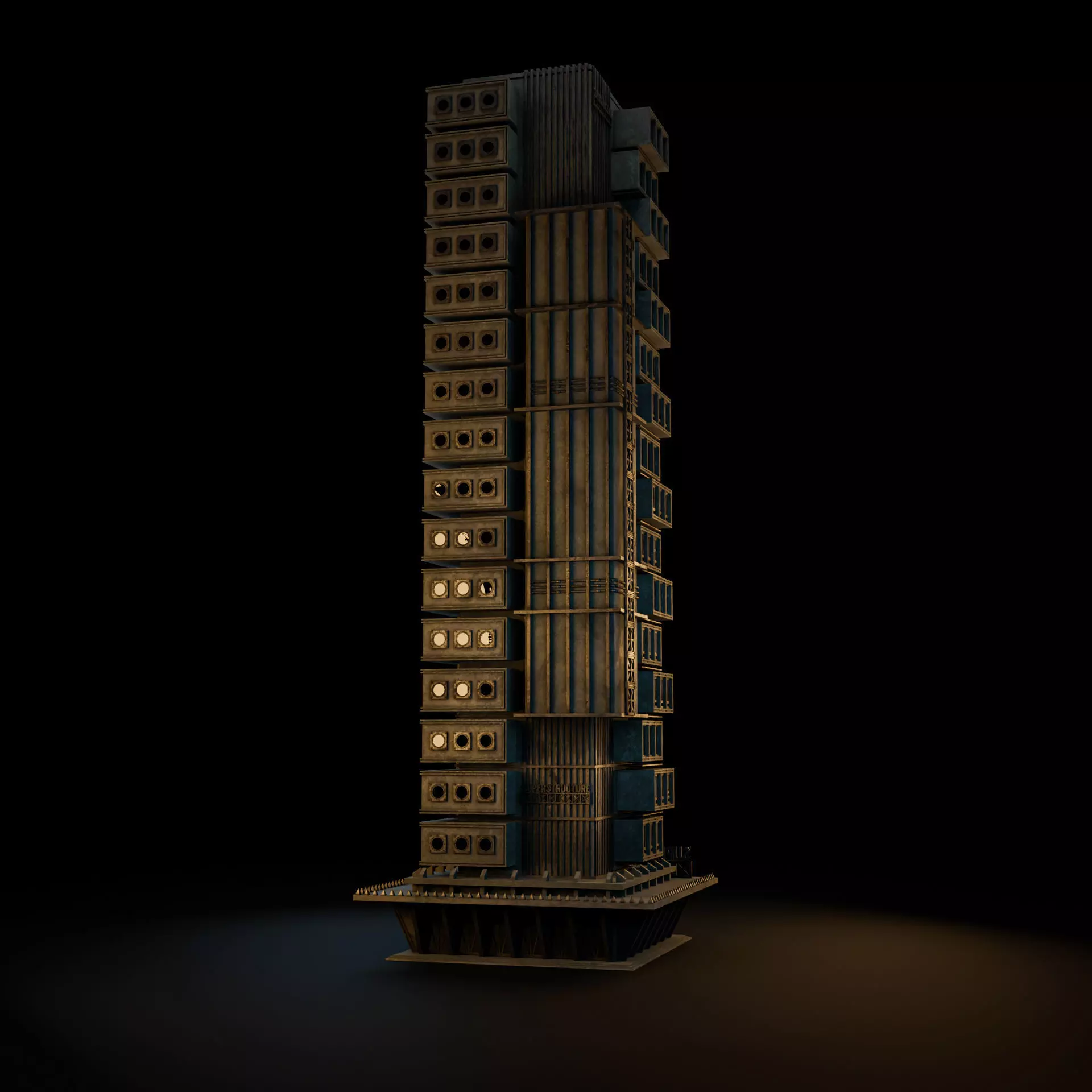 DYSTOPIAN BRUTALIST BUILDING SCIFI 04 Low-poly 3D model_4
