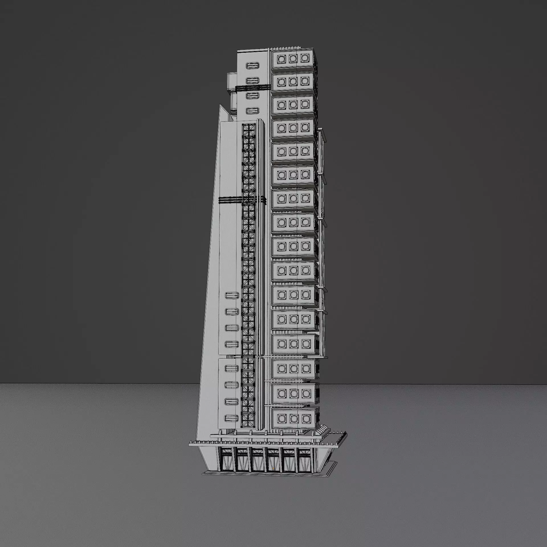 DYSTOPIAN BRUTALIST BUILDING SCIFI 04 Low-poly 3D model_12