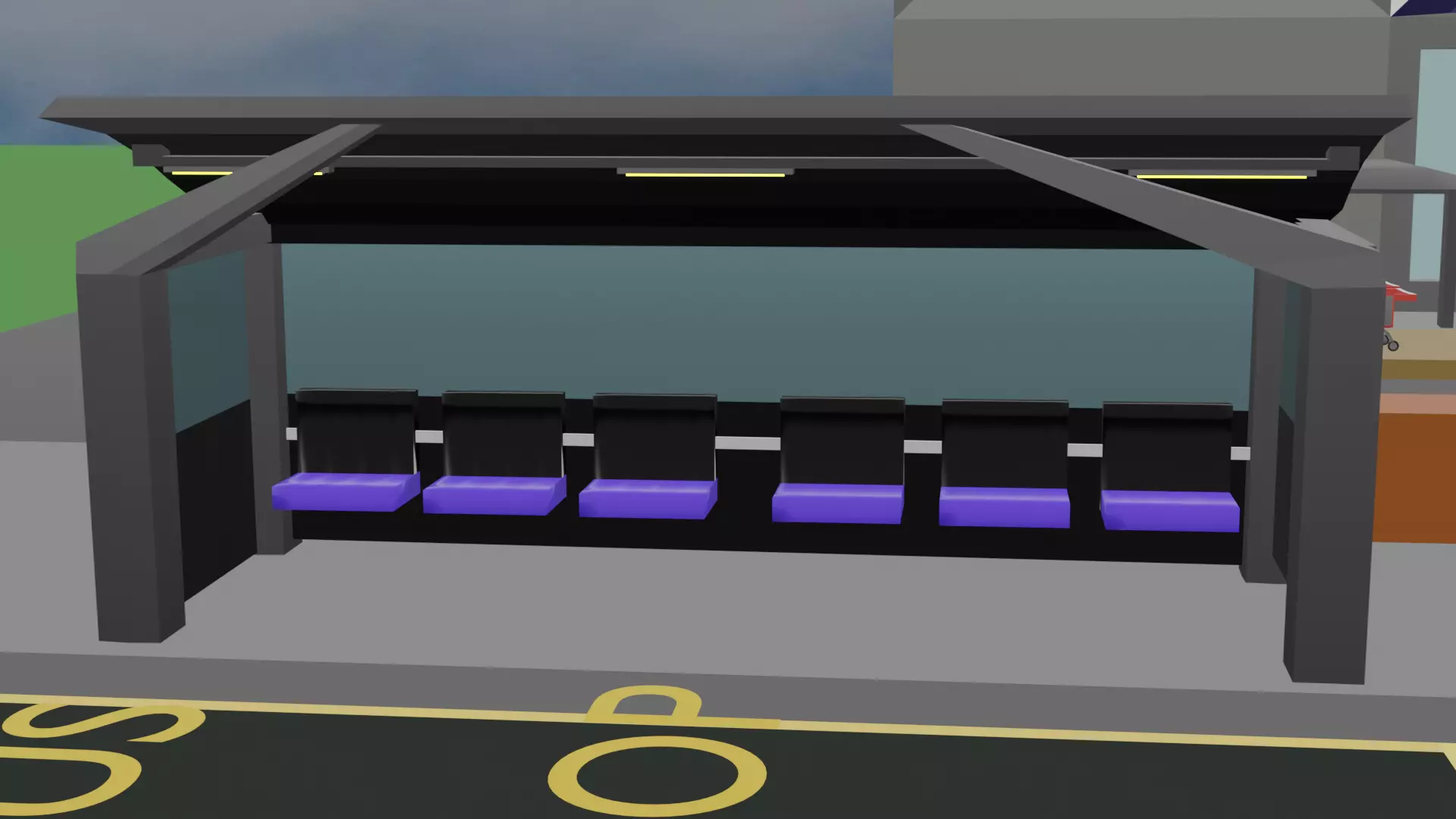 bus stop city assets Free low-poly 3D model