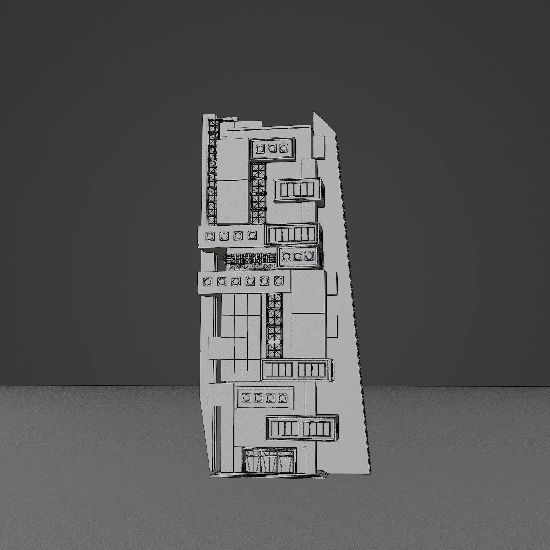 DYSTOPIAN BRUTALIST BUILDING SCIFI 05 Low-poly 3D model_13