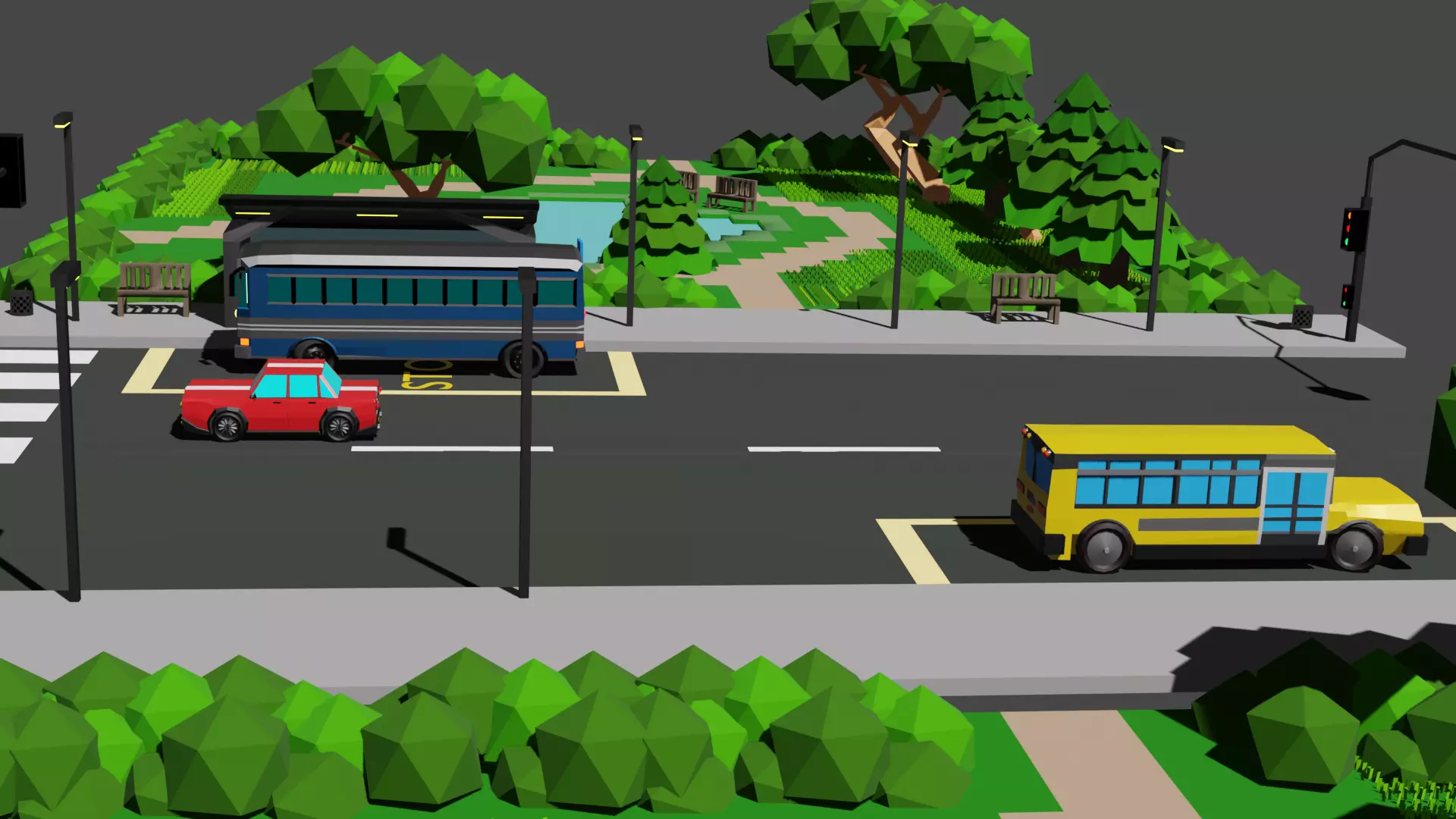 stylized low poly school bus Low-poly 3D model_3