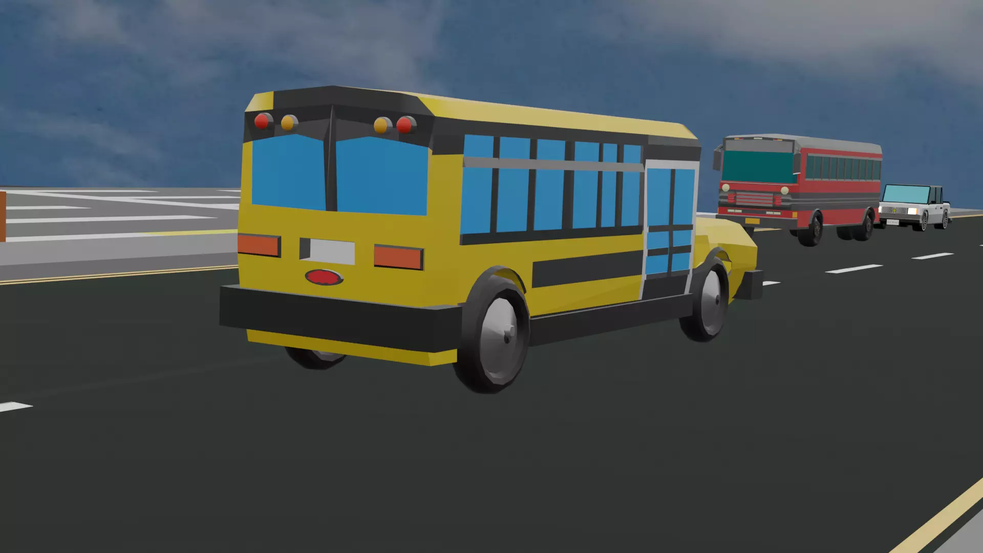 stylized low poly school bus Low-poly 3D model_4