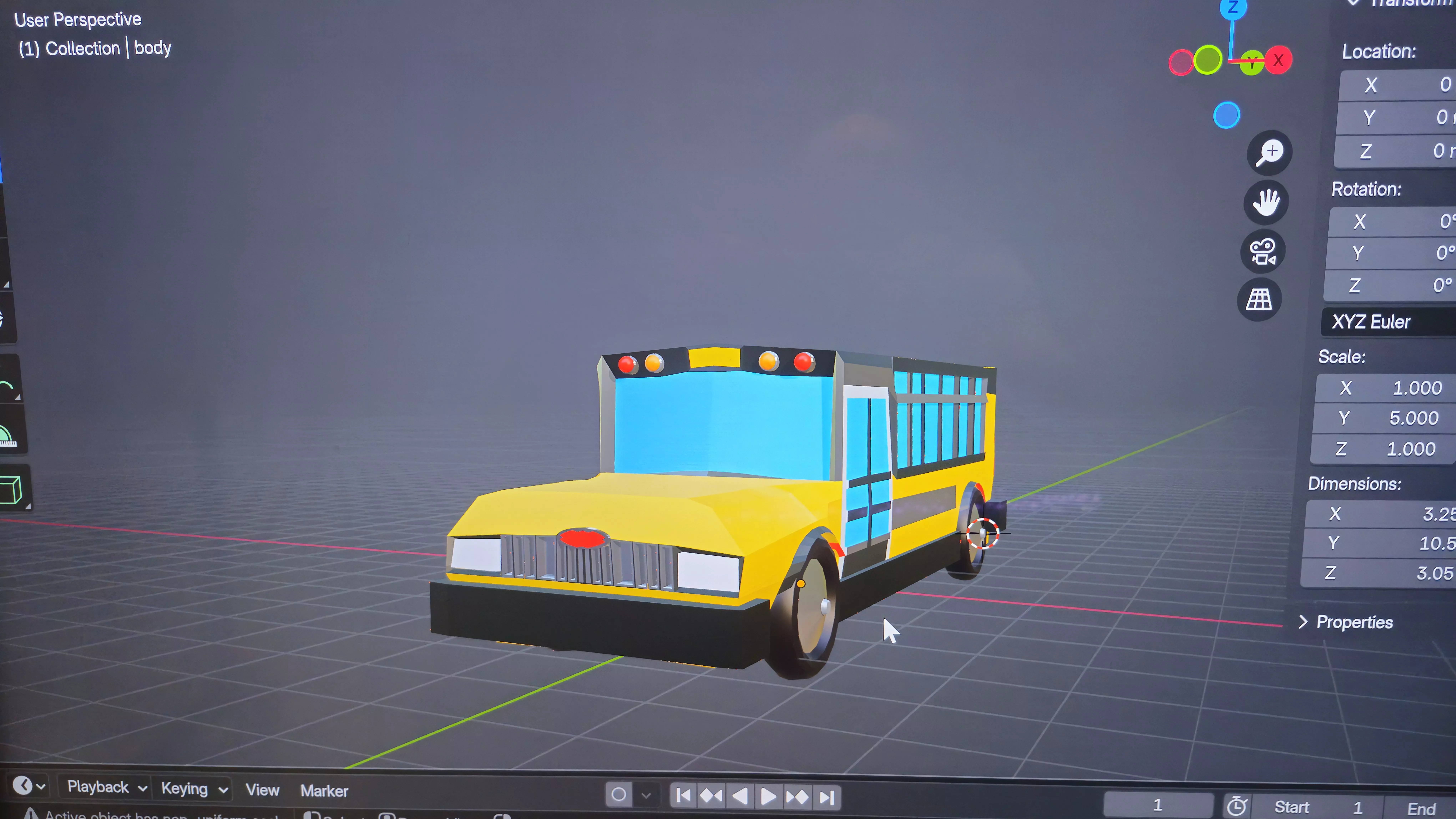 stylized low poly school bus Low-poly 3D model_6
