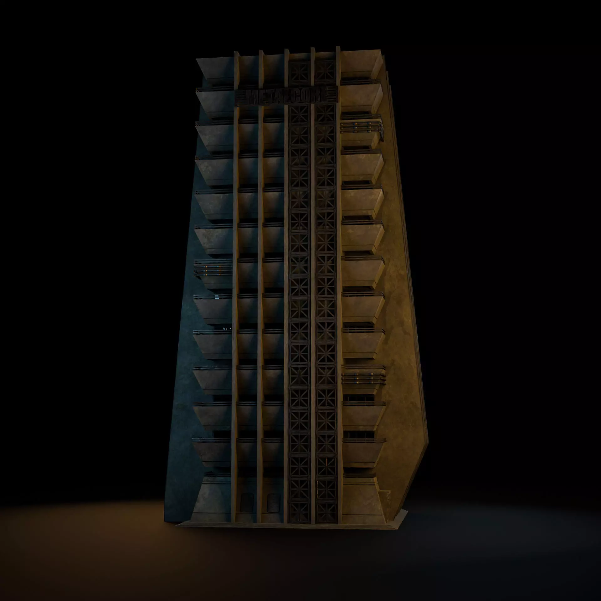 DYSTOPIAN BRUTALIST BUILDING SCIFI 06 Low-poly 3D model_2