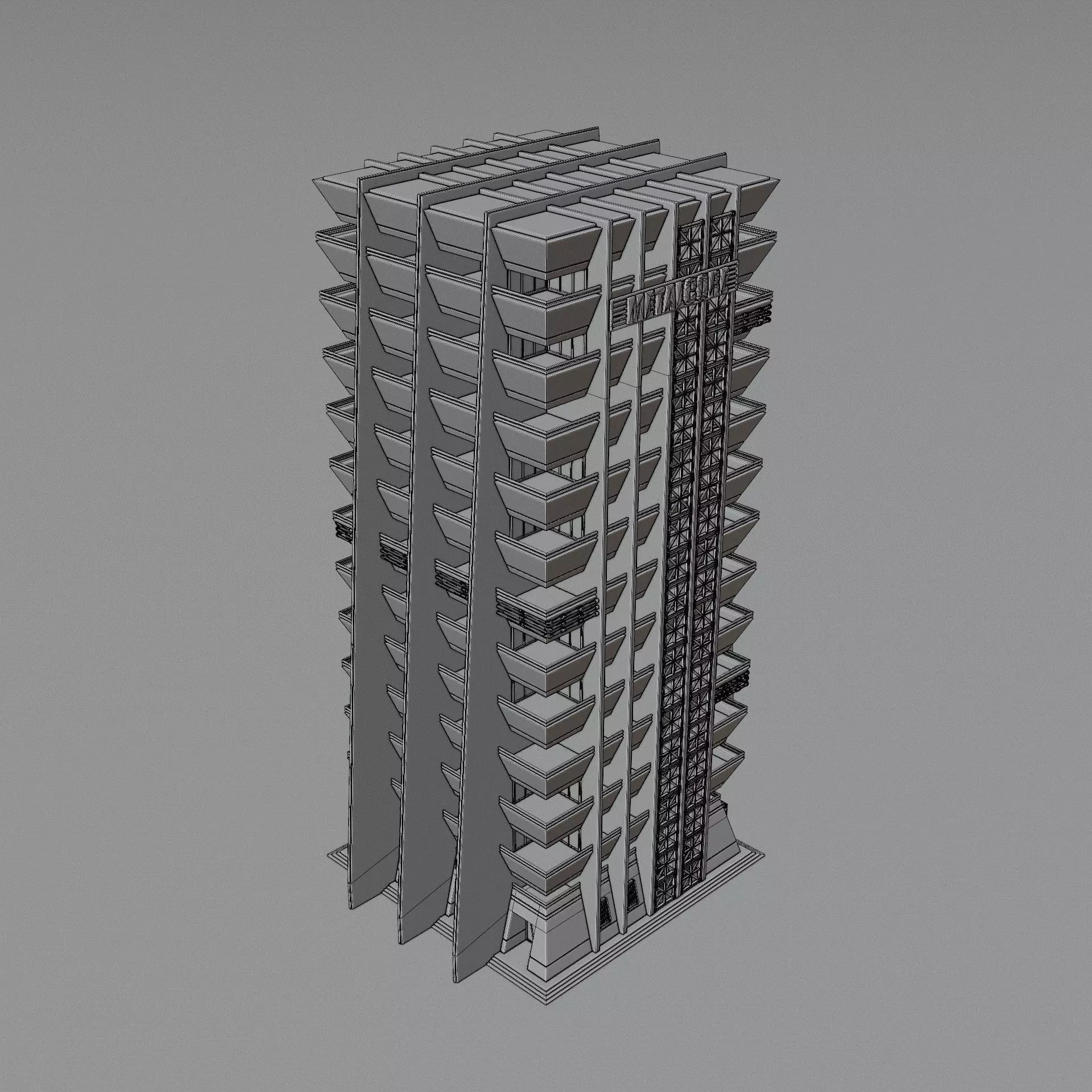 DYSTOPIAN BRUTALIST BUILDING SCIFI 06 Low-poly 3D model_14