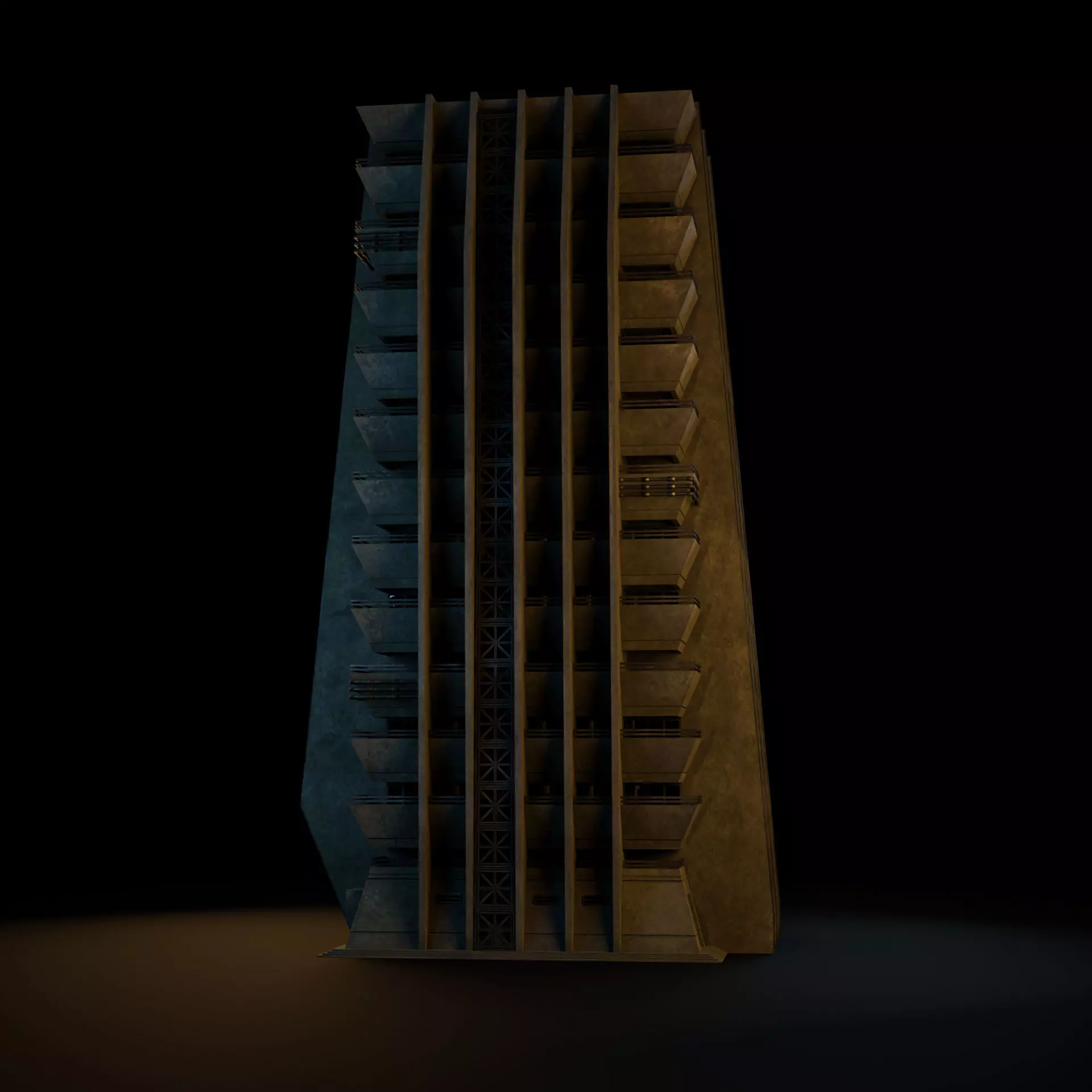 DYSTOPIAN BRUTALIST BUILDING SCIFI 06 Low-poly 3D model_6