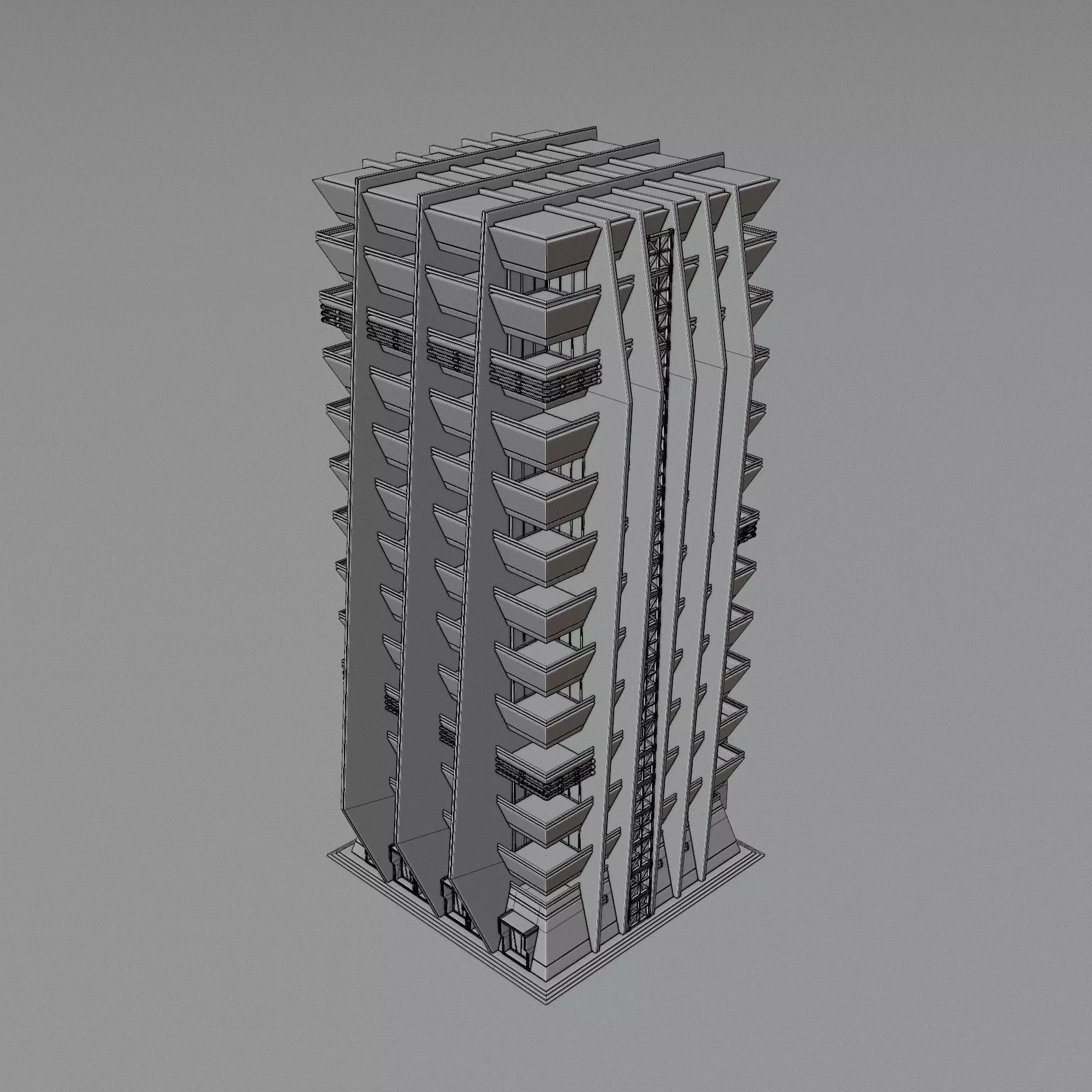 DYSTOPIAN BRUTALIST BUILDING SCIFI 06 Low-poly 3D model_12