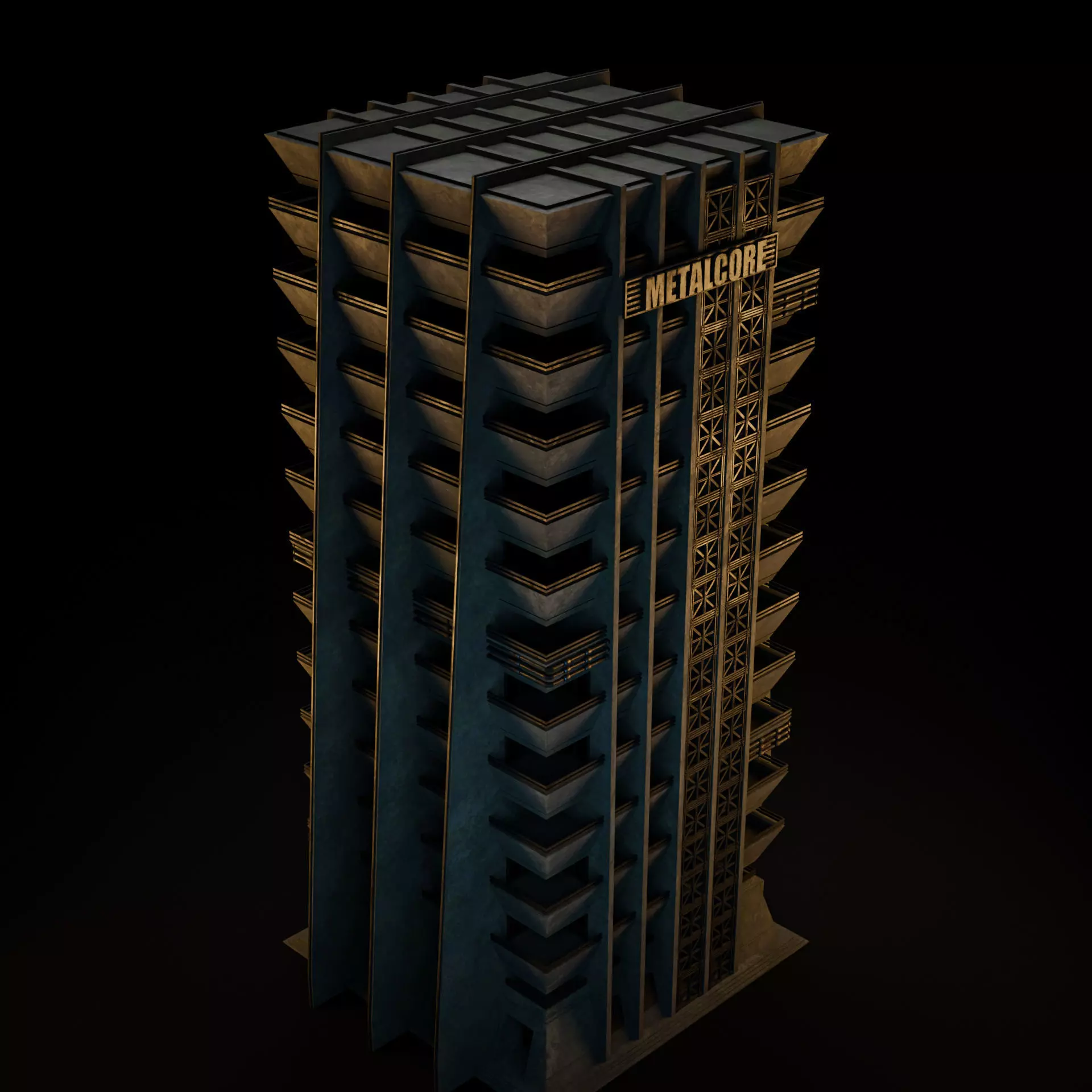 DYSTOPIAN BRUTALIST BUILDING SCIFI 06 Low-poly 3D model_10