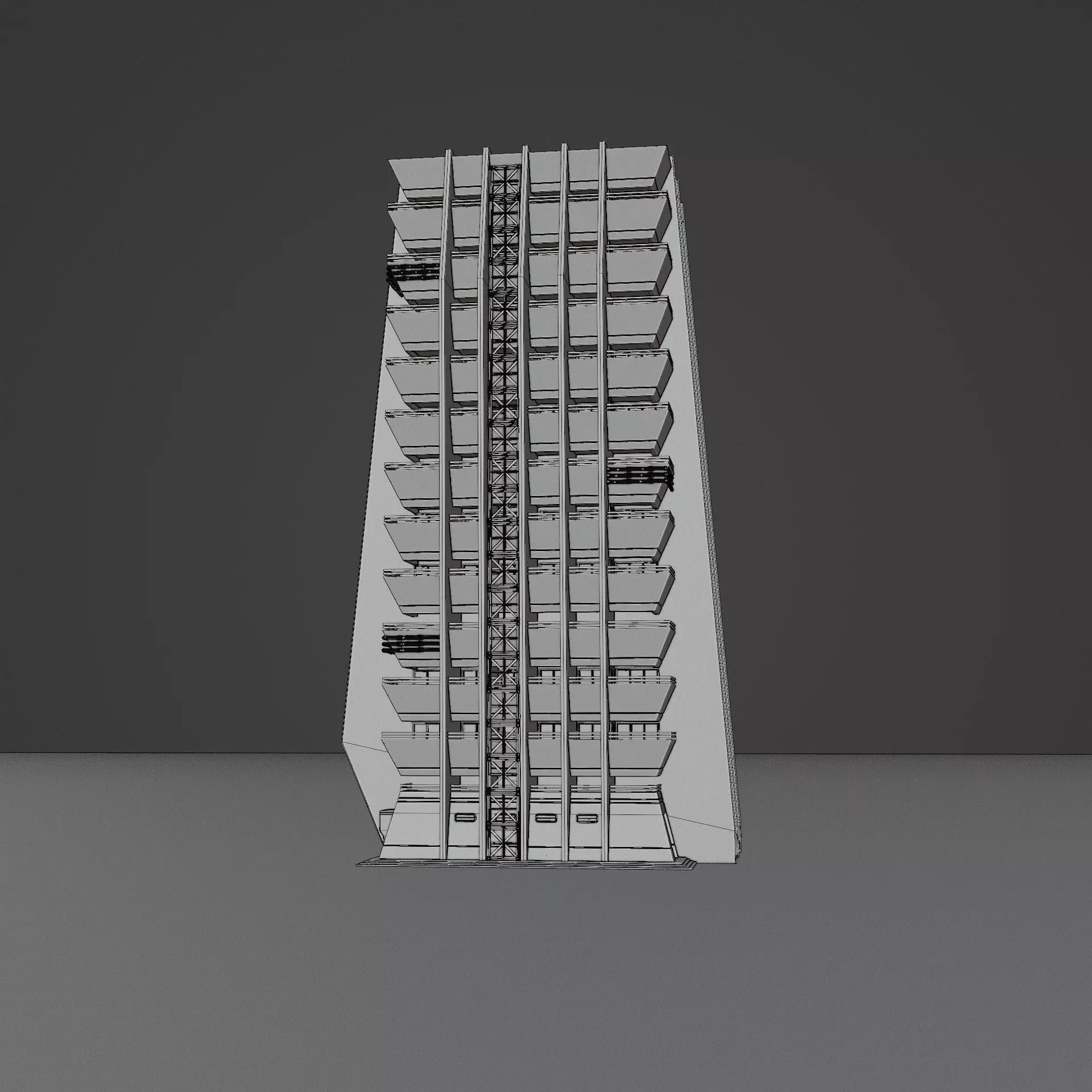 DYSTOPIAN BRUTALIST BUILDING SCIFI 06 Low-poly 3D model_15