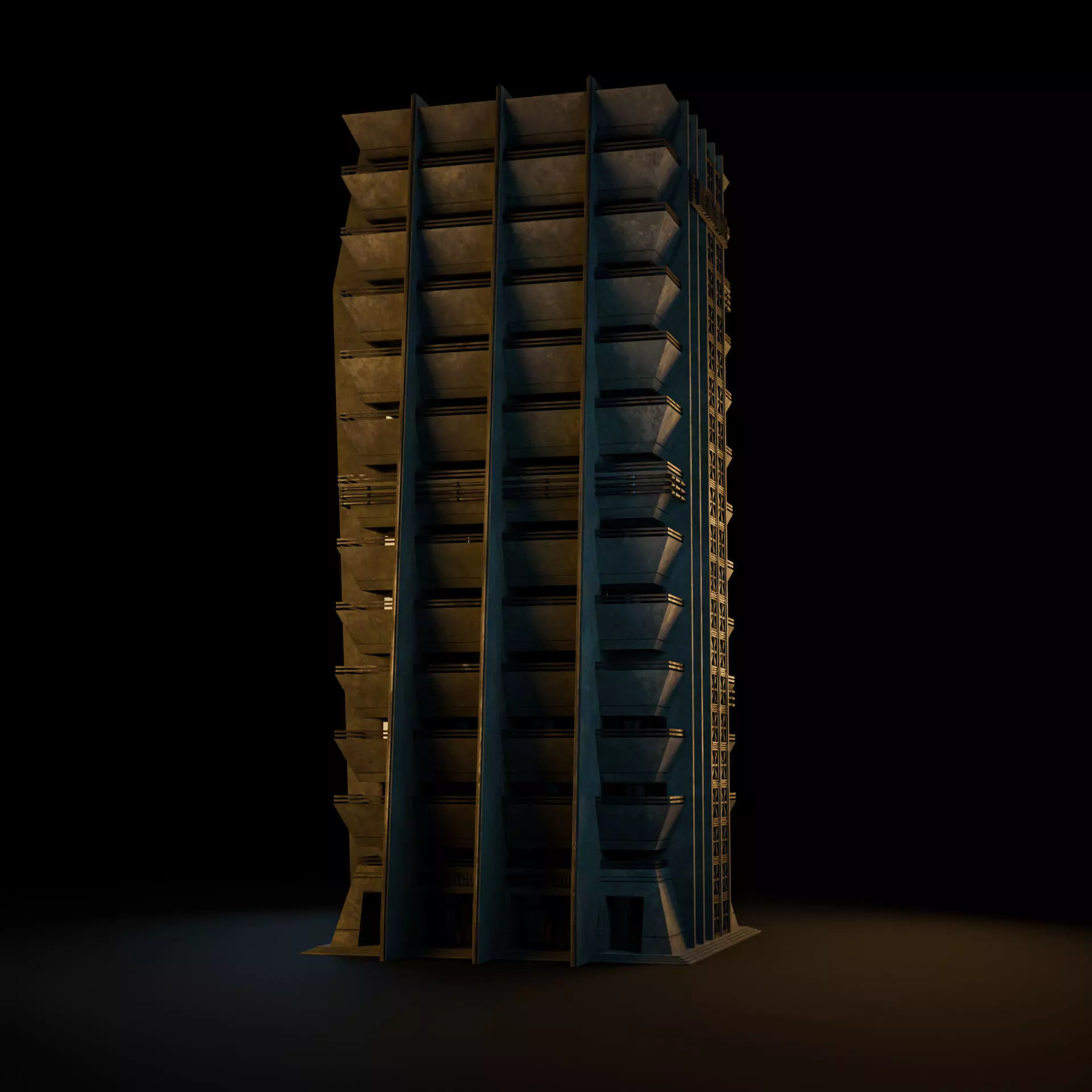 DYSTOPIAN BRUTALIST BUILDING SCIFI 06 Low-poly 3D model_8