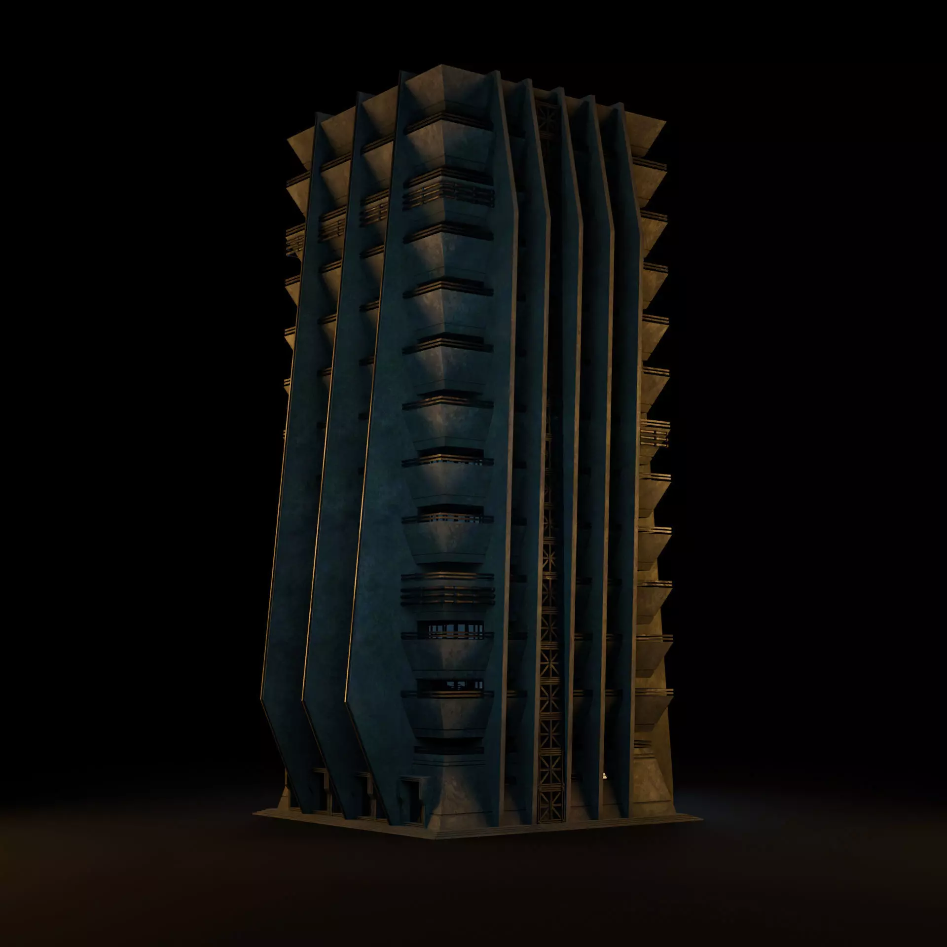 DYSTOPIAN BRUTALIST BUILDING SCIFI 06 Low-poly 3D model_5