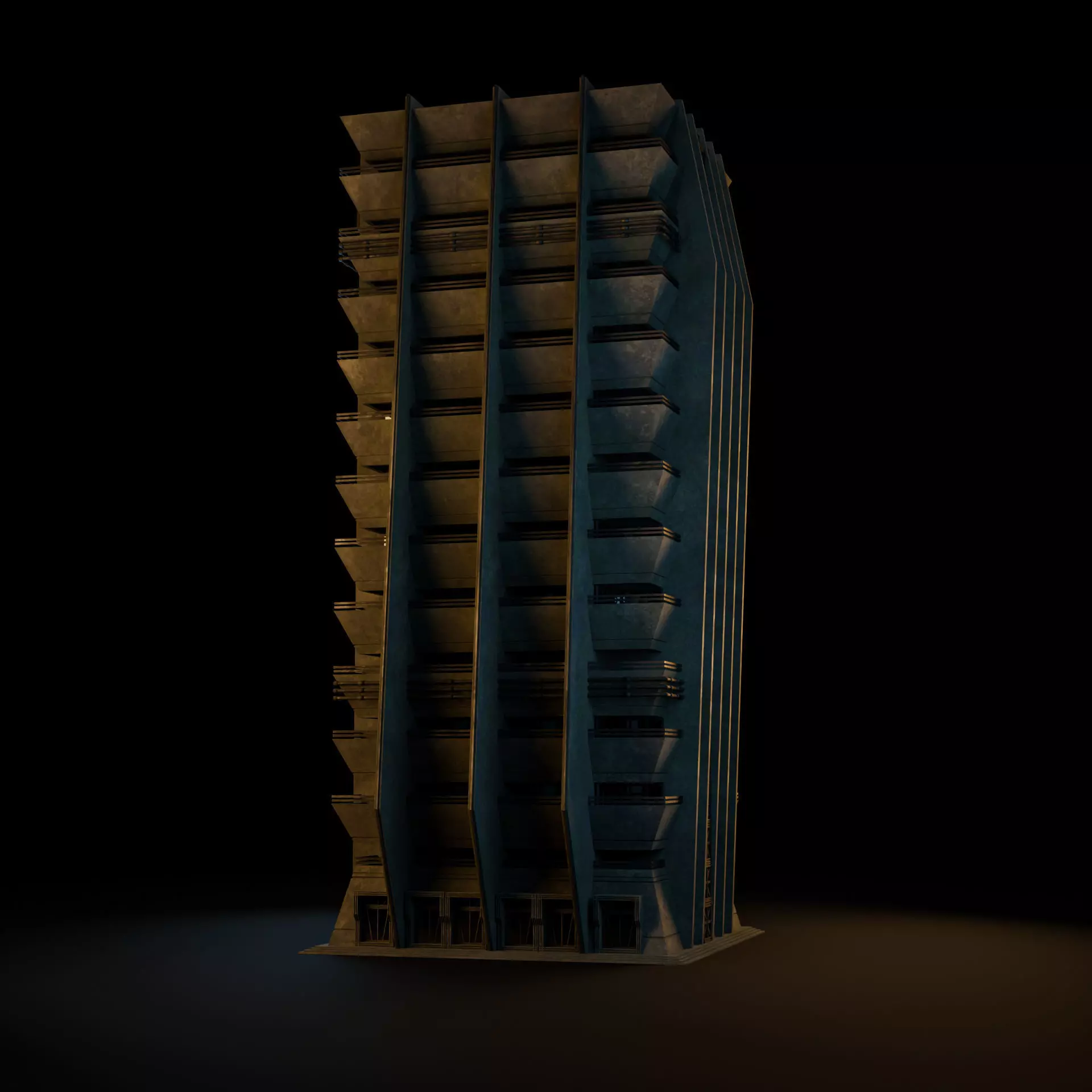 DYSTOPIAN BRUTALIST BUILDING SCIFI 06 Low-poly 3D model_4
