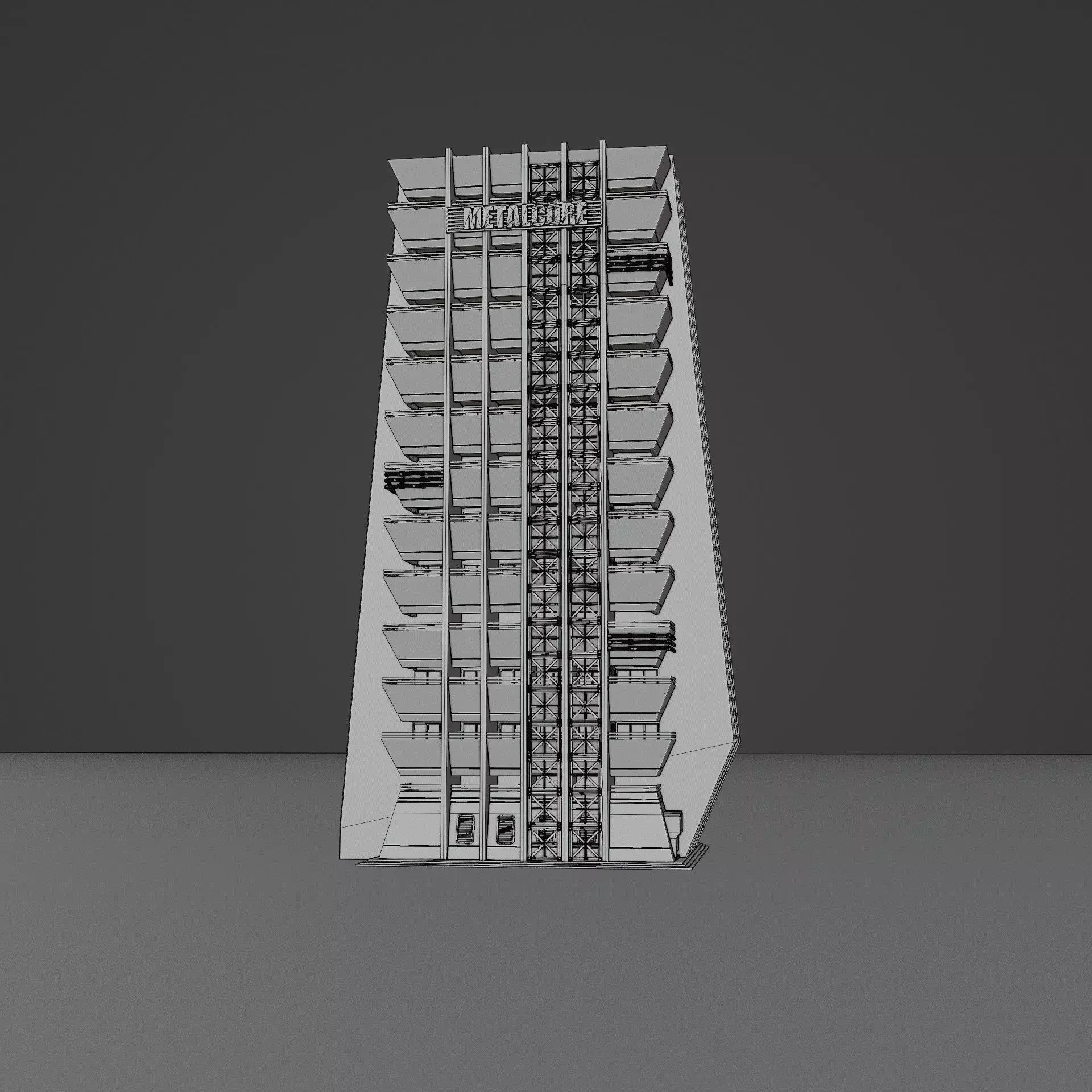 DYSTOPIAN BRUTALIST BUILDING SCIFI 06 Low-poly 3D model_13