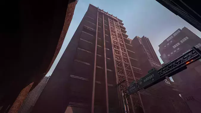 DYSTOPIAN BRUTALIST BUILDING SCIFI 06 Low-poly 3D model
