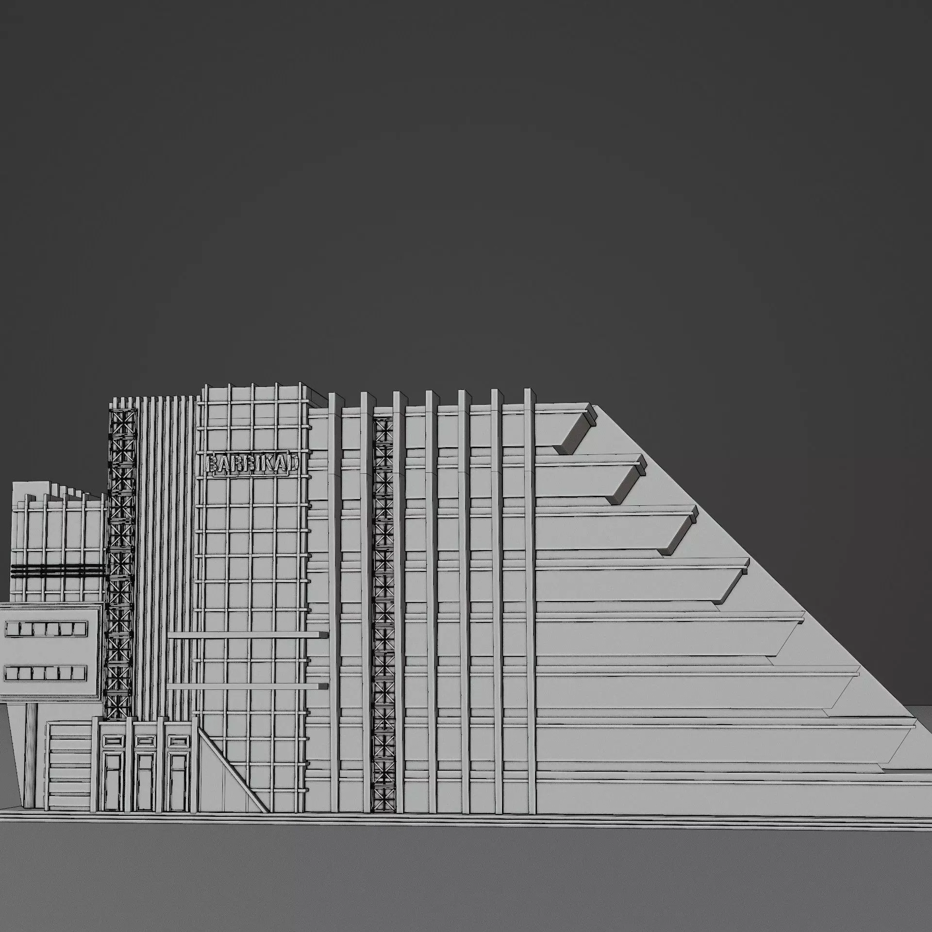 DYSTOPIAN BRUTALIST BUILDING SCIFI 07 Low-poly 3D model_12