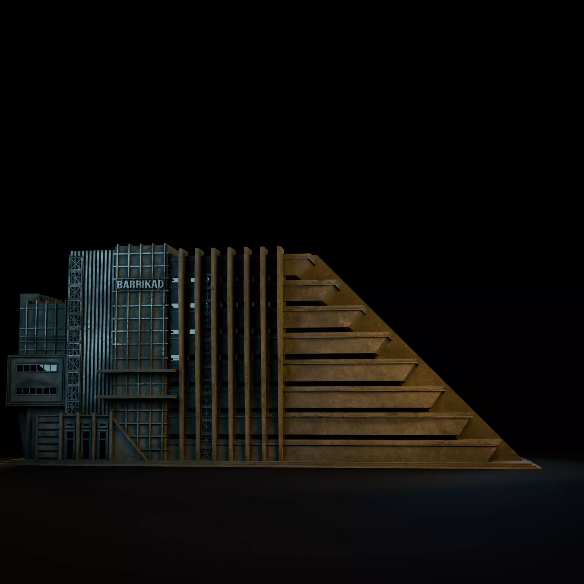 DYSTOPIAN BRUTALIST BUILDING SCIFI 07 Low-poly 3D model_2