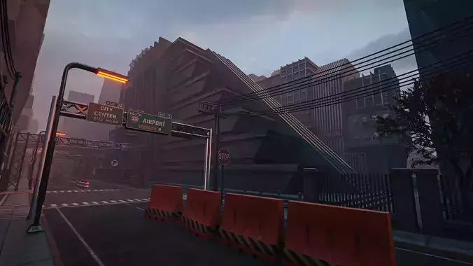 DYSTOPIAN BRUTALIST BUILDING SCIFI 07 Low-poly 3D model