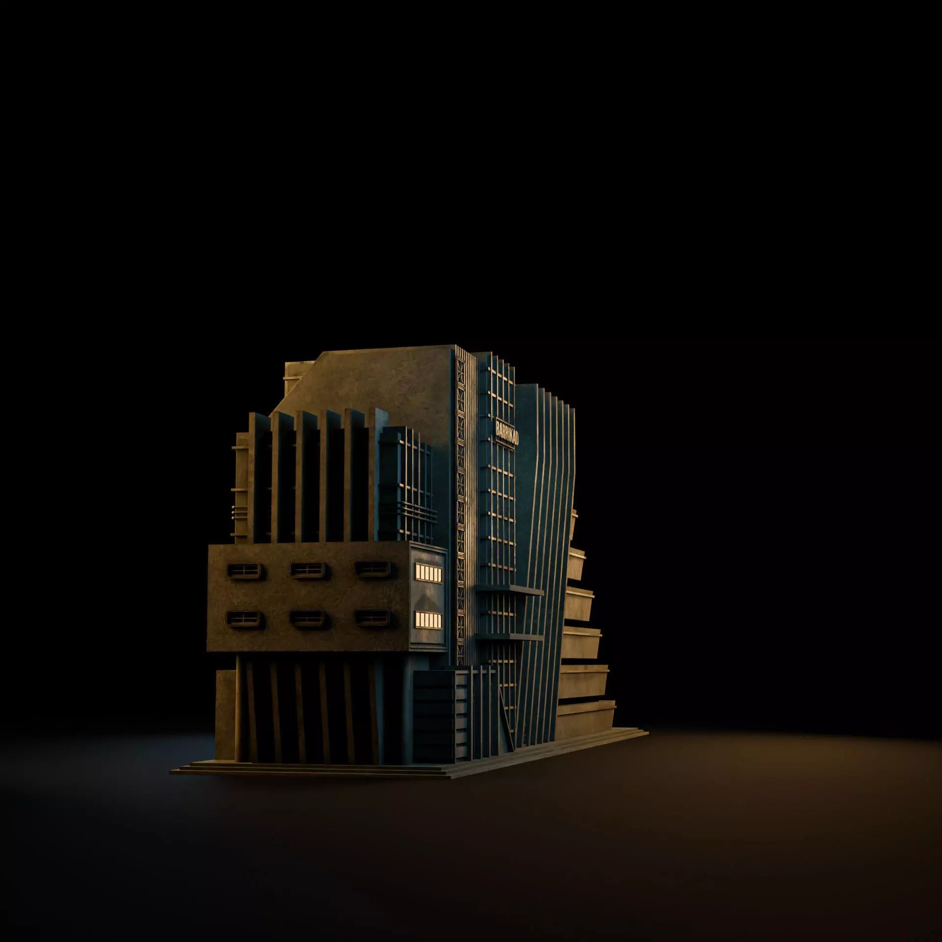 DYSTOPIAN BRUTALIST BUILDING SCIFI 07 Low-poly 3D model_8