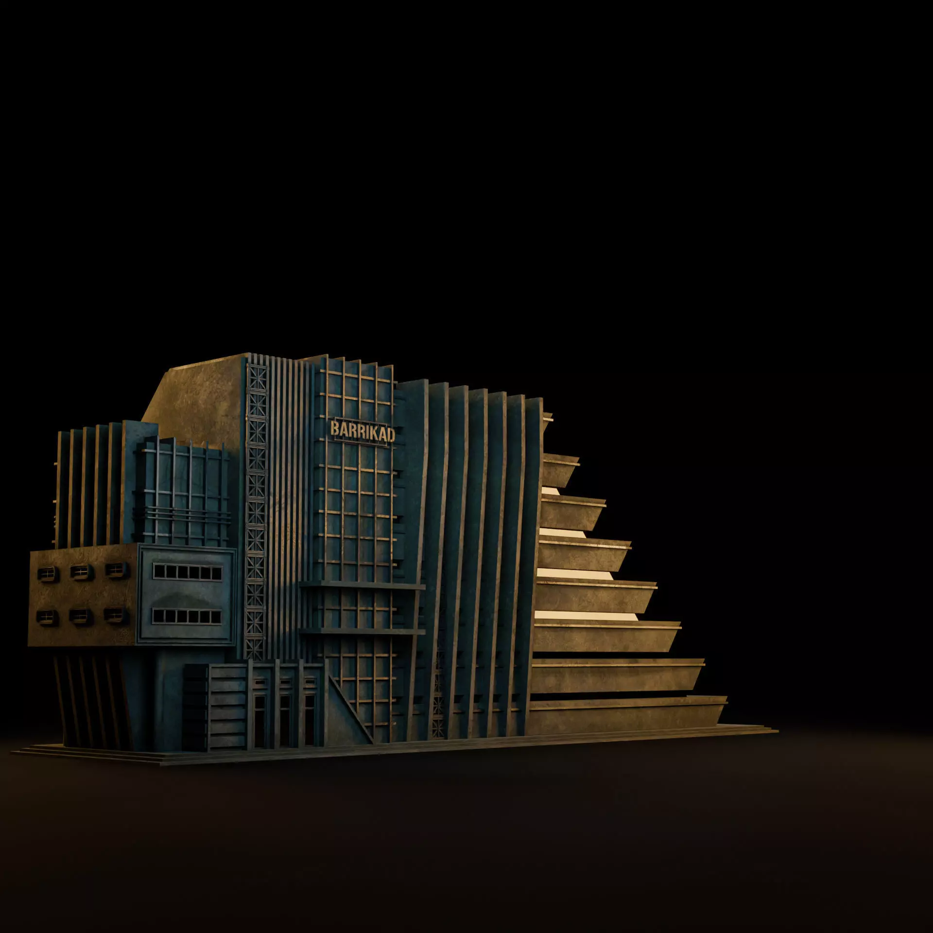 DYSTOPIAN BRUTALIST BUILDING SCIFI 07 Low-poly 3D model_9