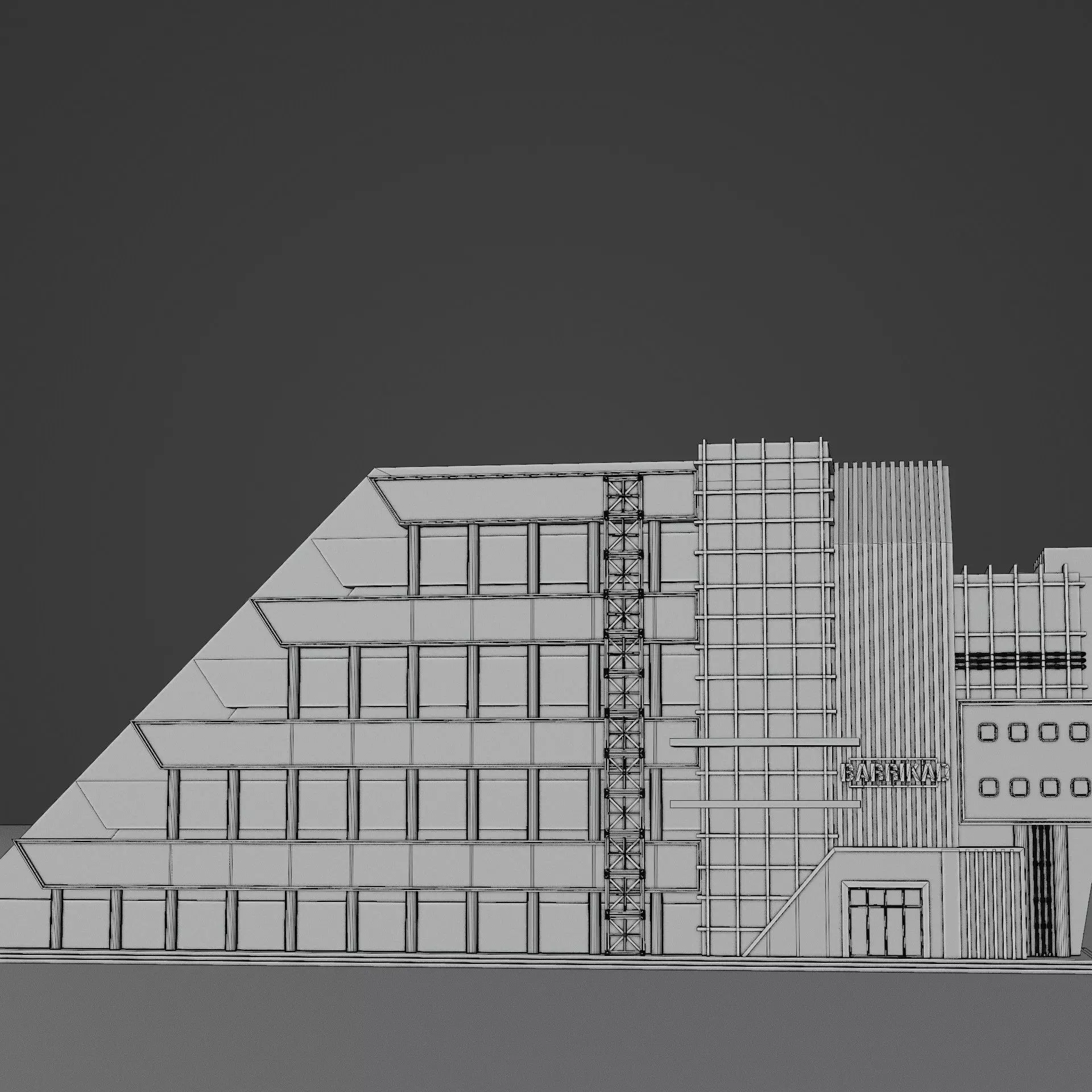 DYSTOPIAN BRUTALIST BUILDING SCIFI 07 Low-poly 3D model_13