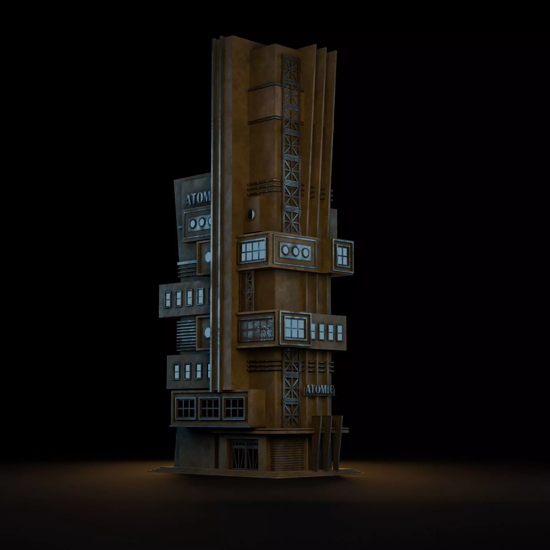 DYSTOPIAN BRUTALIST BUILDING SCIFI 08 Low-poly 3D model_7
