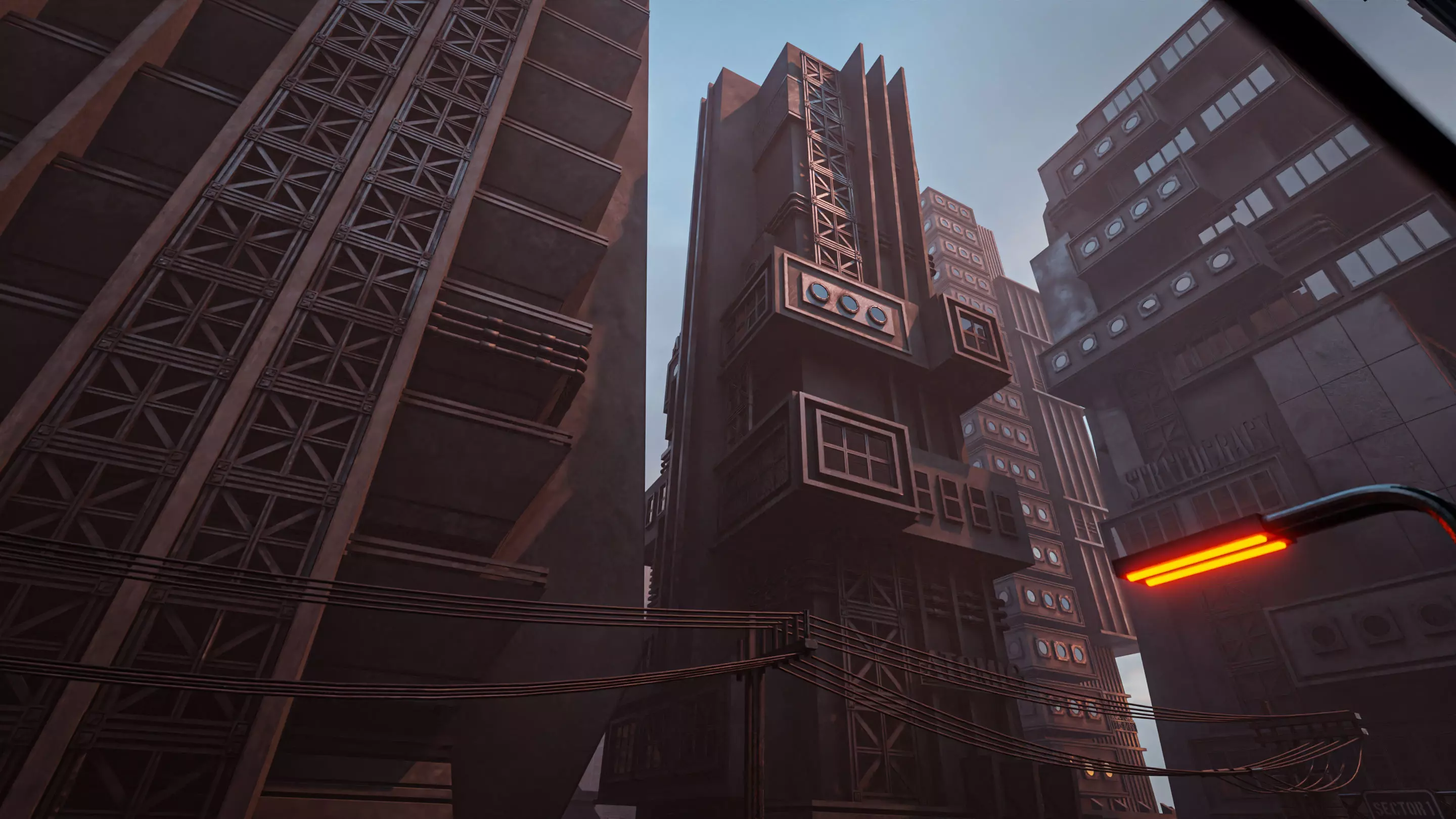 DYSTOPIAN BRUTALIST BUILDING SCIFI 08 Low-poly 3D model_1