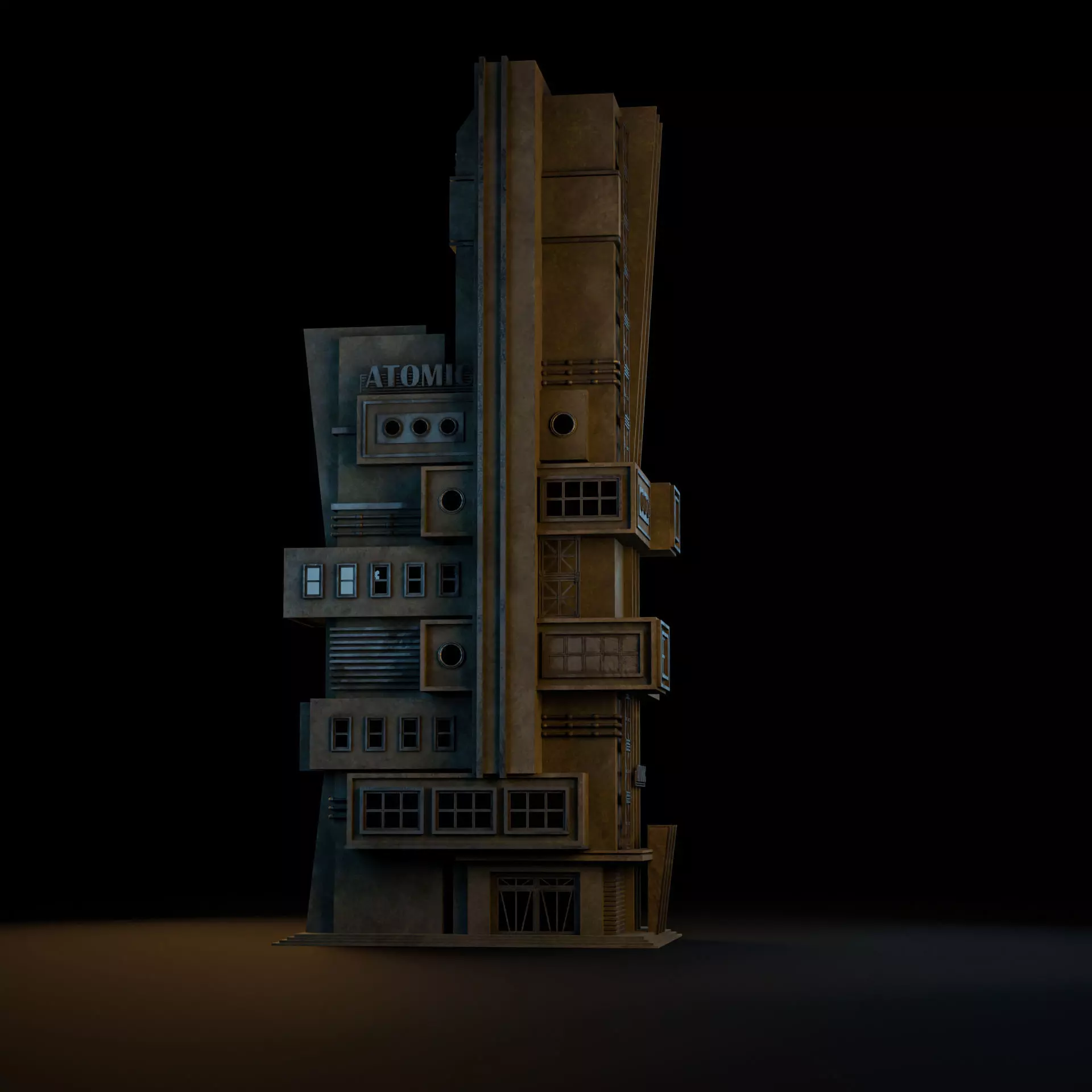 DYSTOPIAN BRUTALIST BUILDING SCIFI 08 Low-poly 3D model_6