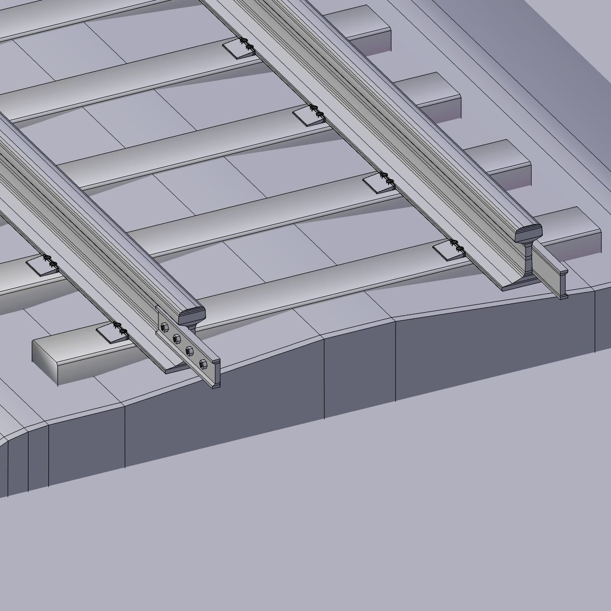 Railroad Tracks Tileable 3D model_7