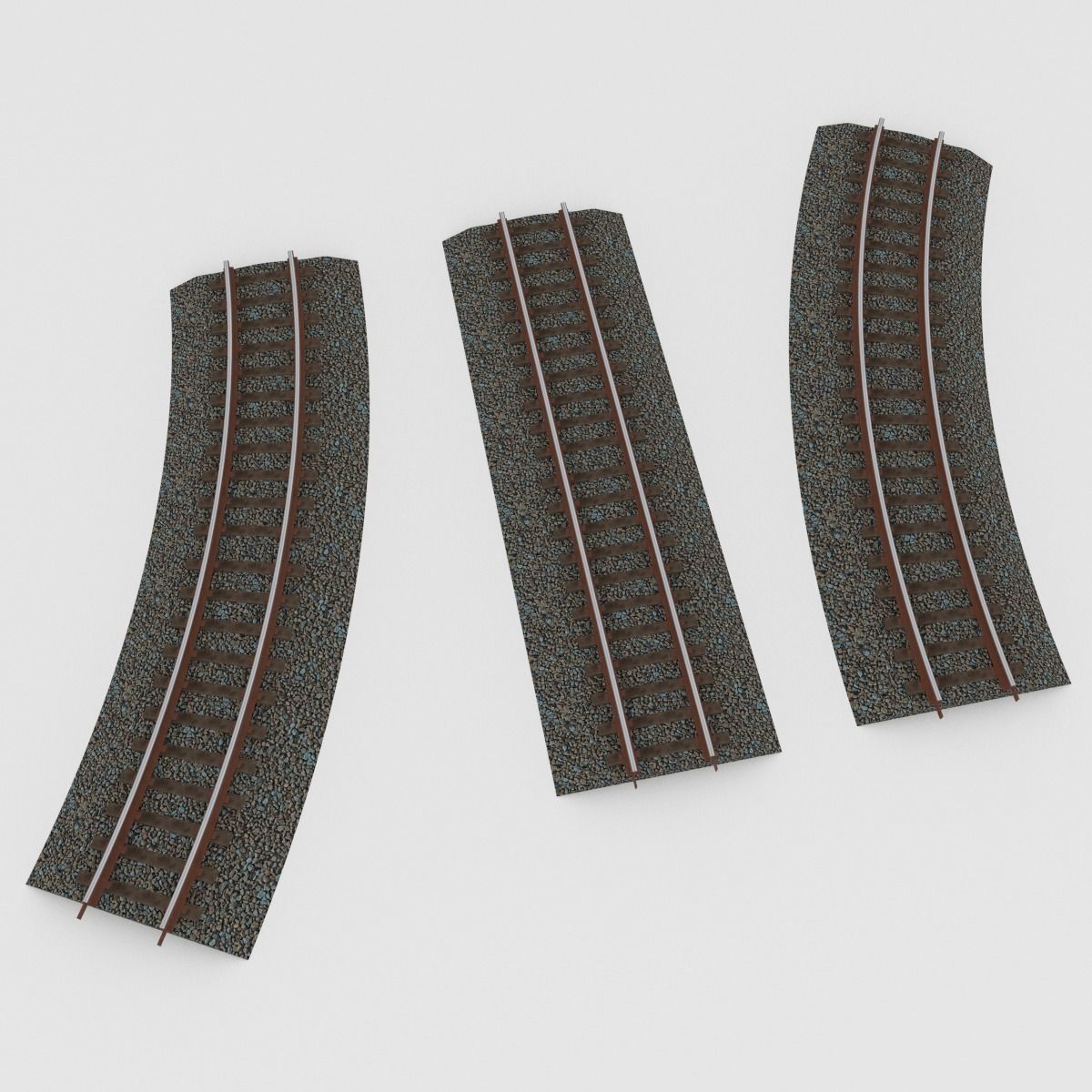Railroad Tracks Tileable 3D model_10