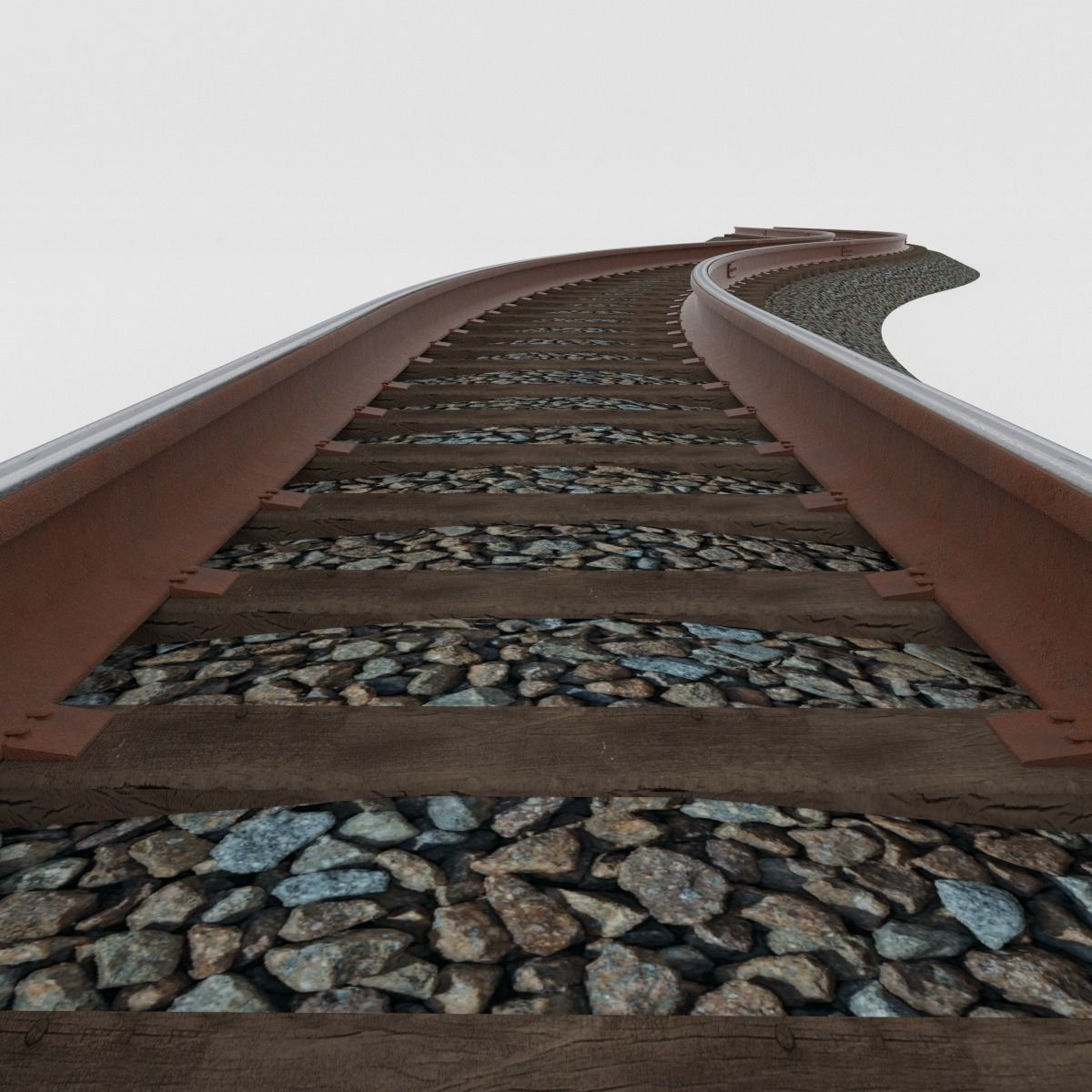 Railroad Tracks Tileable 3D model_1