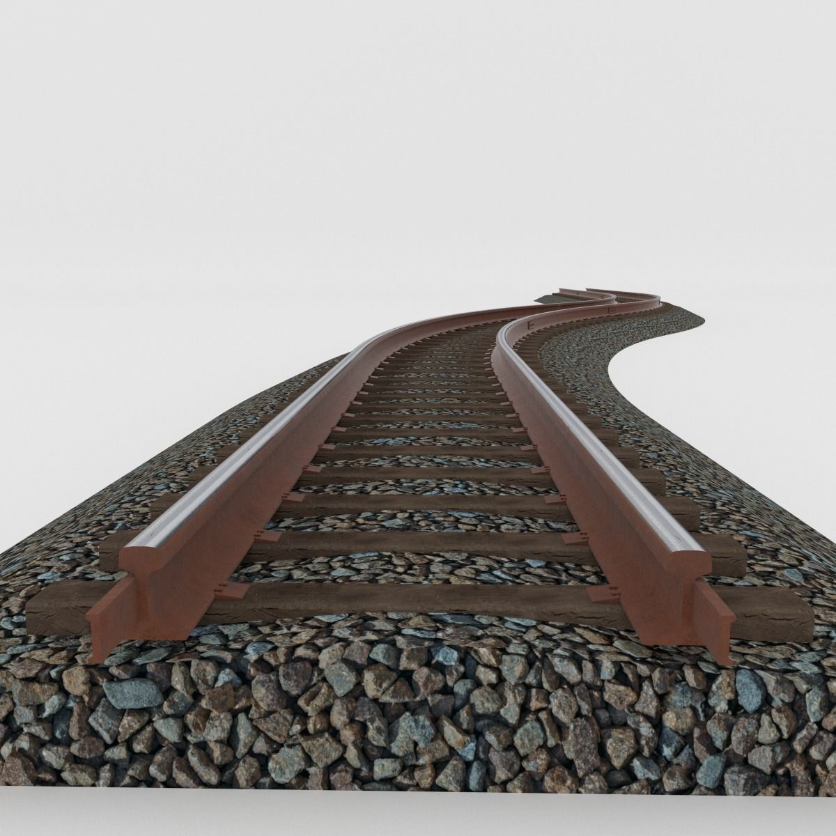 Railroad Tracks Tileable 3D model_6