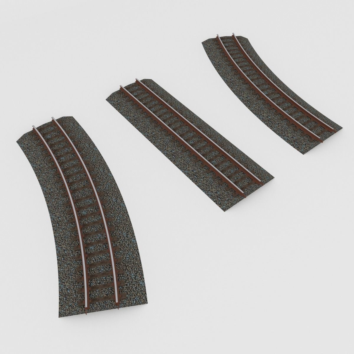 Railroad Tracks Tileable 3D model_0