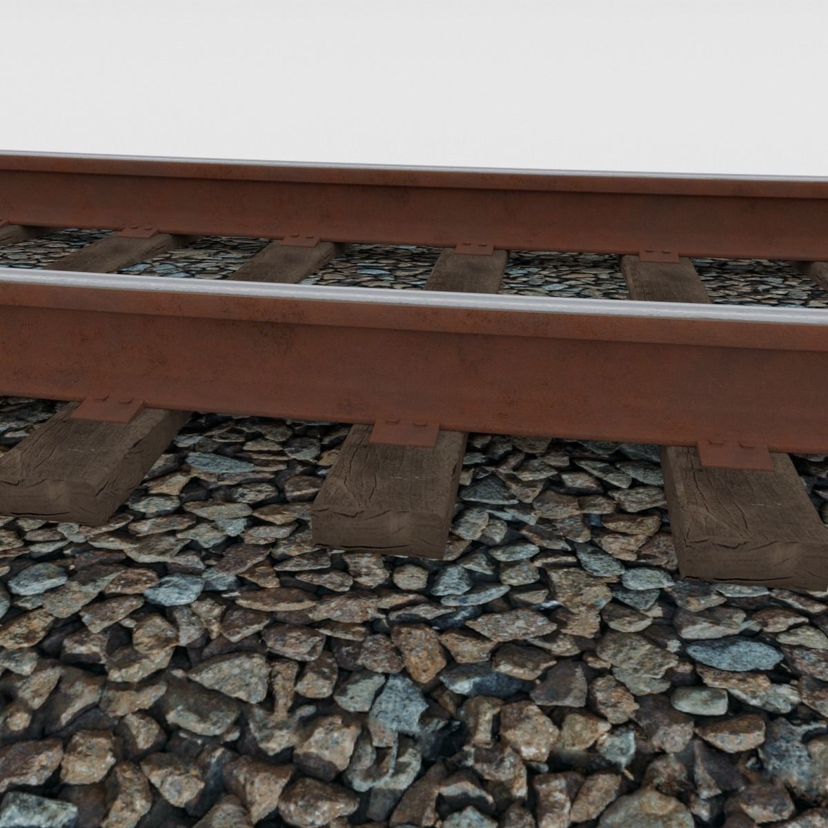 Railroad Tracks Tileable 3D model_2