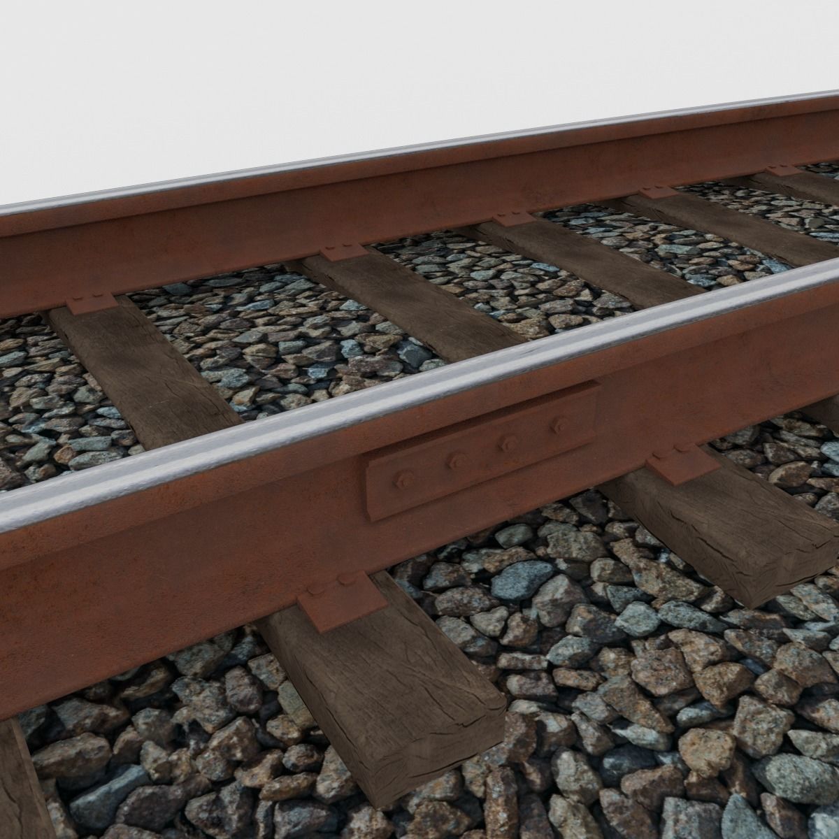 Railroad Tracks Tileable 3D model_3