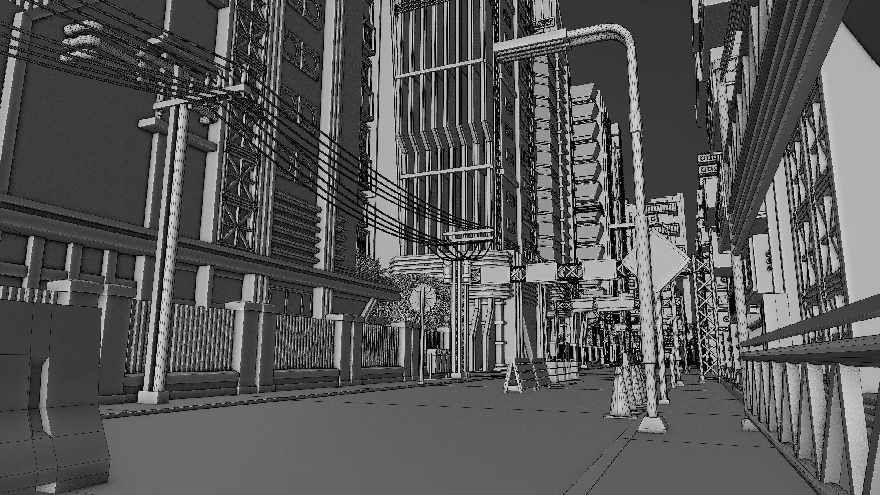 DYSTOPIAN BRUTALIST CITY SCENE Low-poly 3D model_48