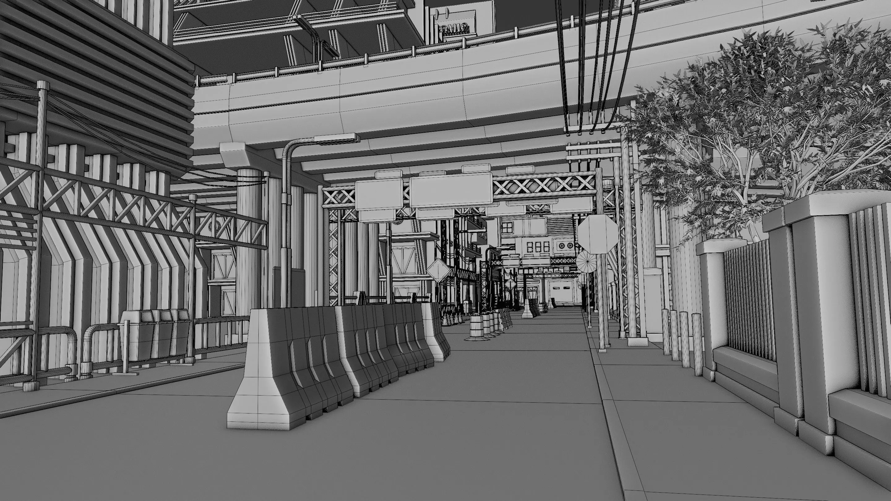 DYSTOPIAN BRUTALIST CITY SCENE Low-poly 3D model_42