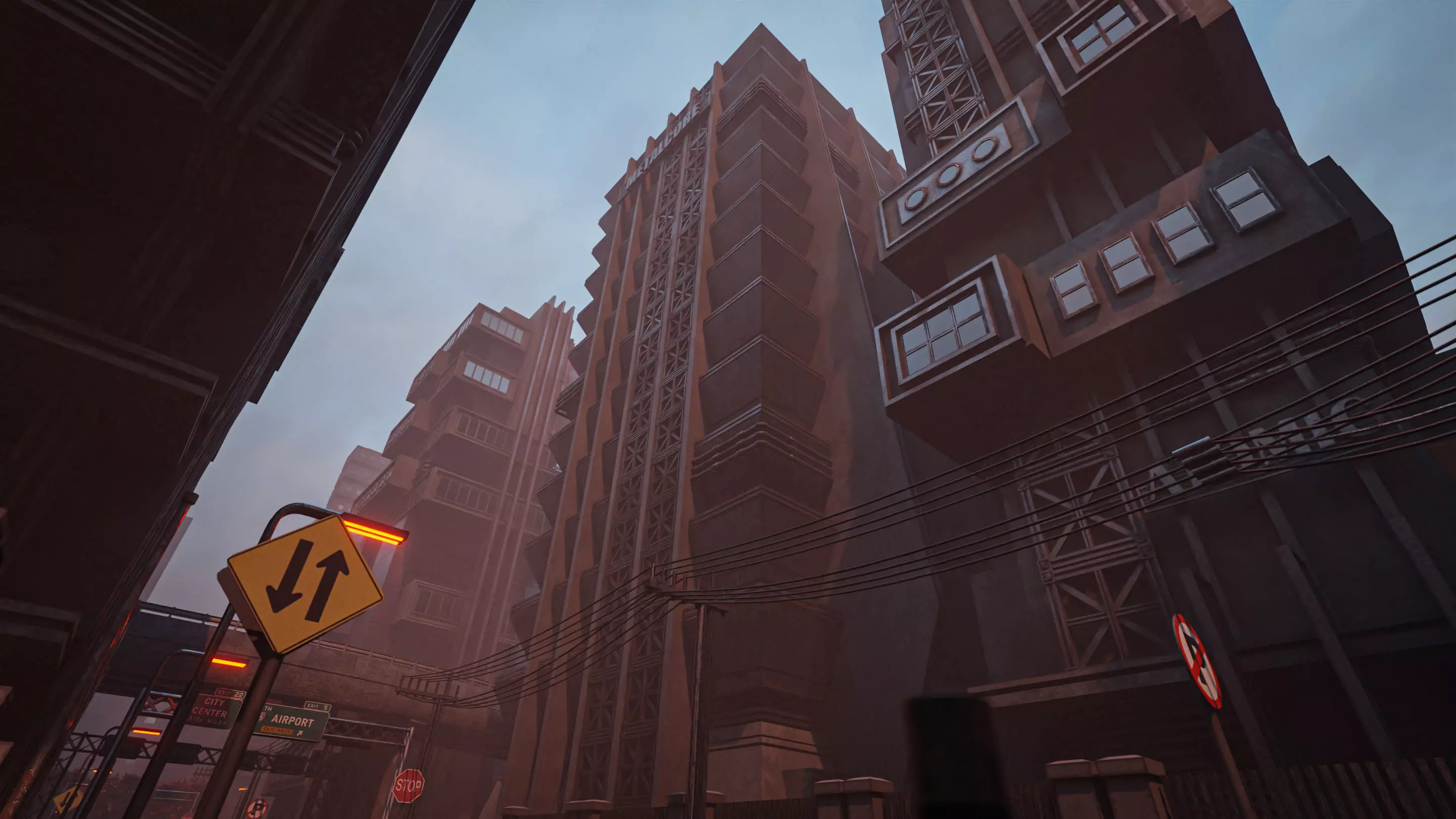 DYSTOPIAN BRUTALIST CITY SCENE Low-poly 3D model_18