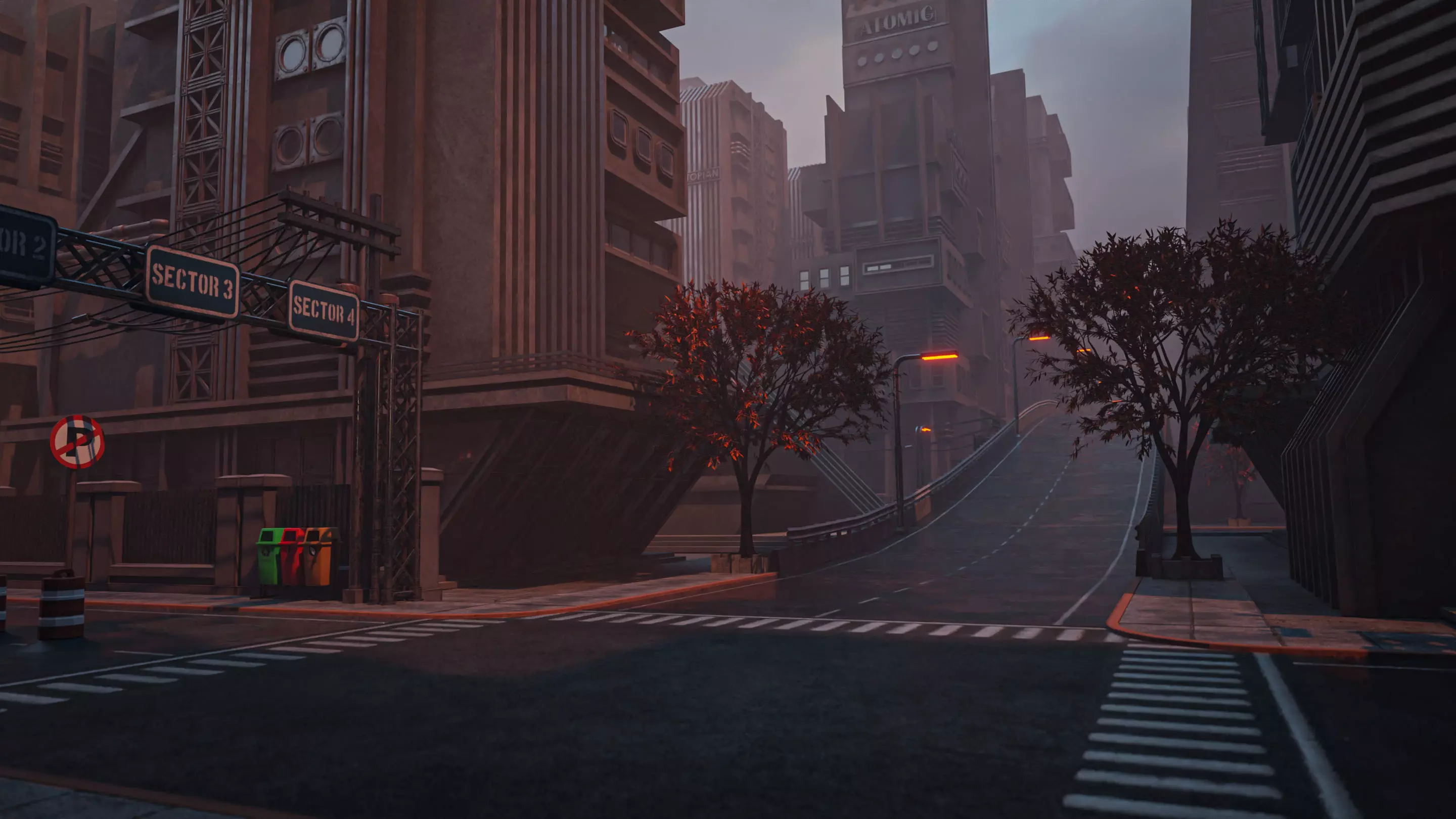 DYSTOPIAN BRUTALIST CITY SCENE Low-poly 3D model_6