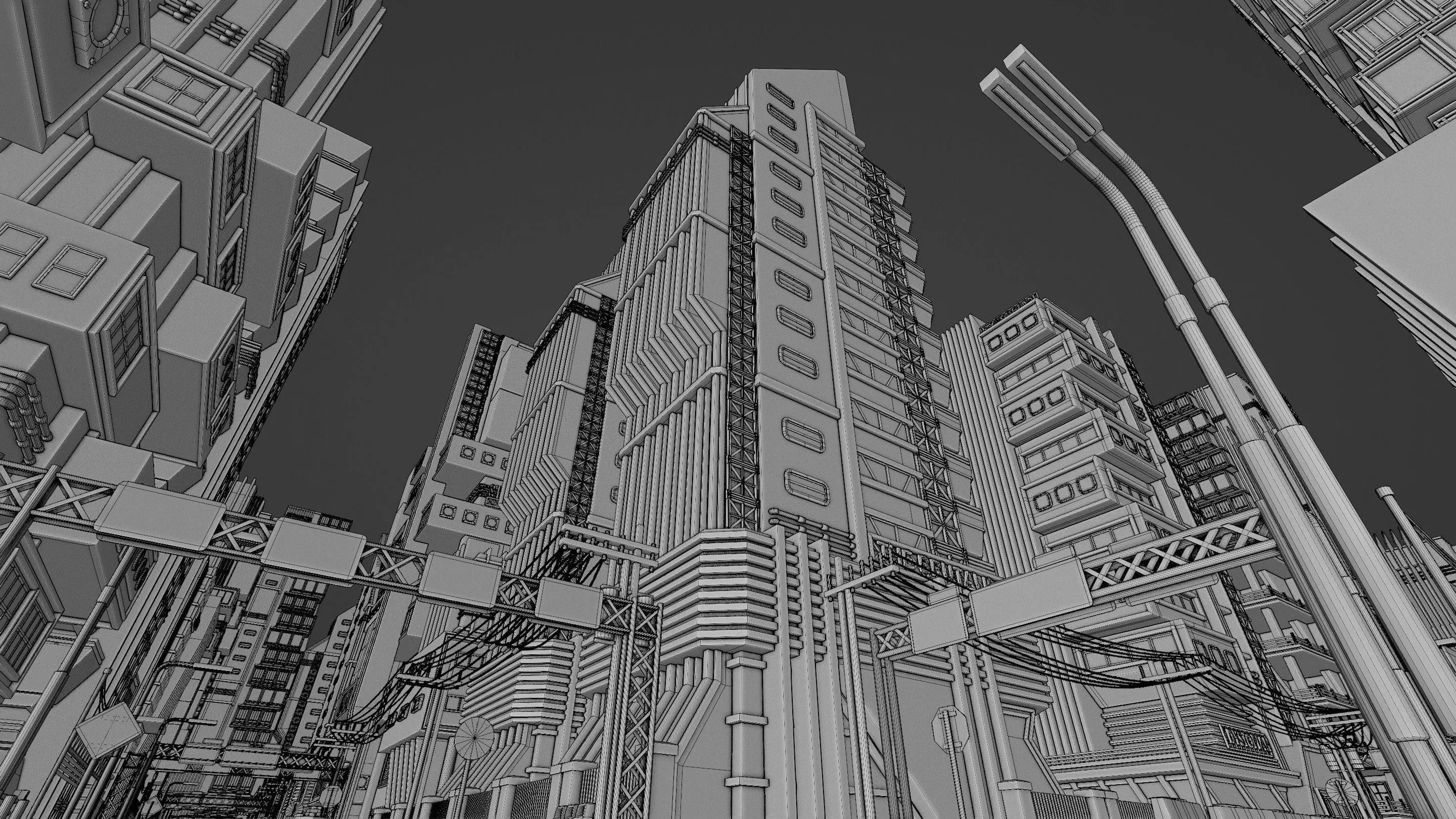 DYSTOPIAN BRUTALIST CITY SCENE Low-poly 3D model_55