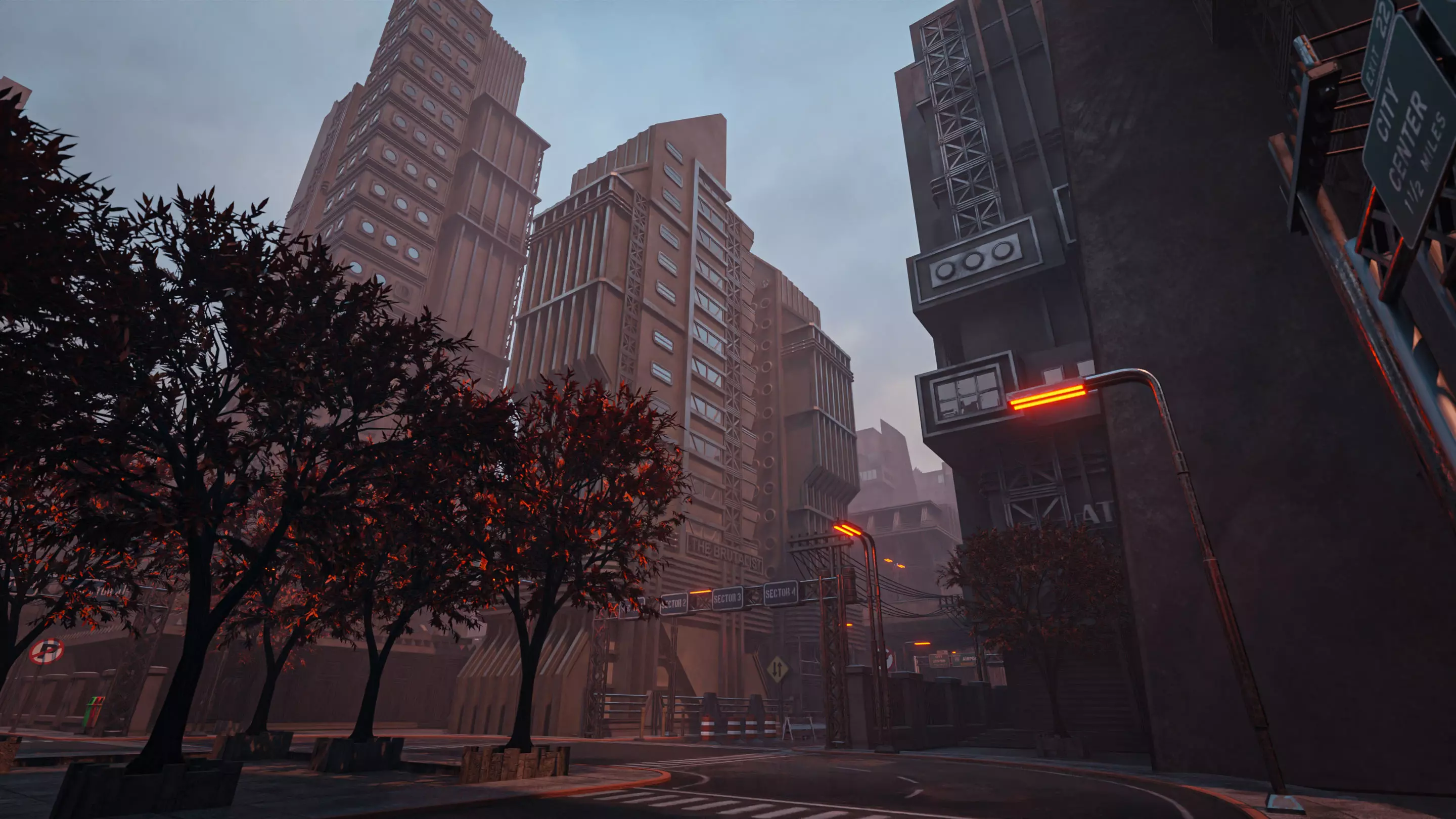 DYSTOPIAN BRUTALIST CITY SCENE Low-poly 3D model_1