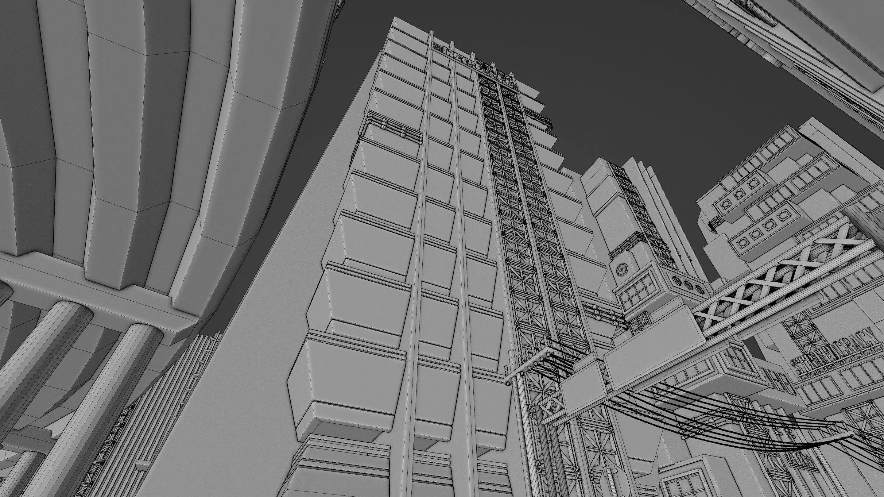 DYSTOPIAN BRUTALIST CITY SCENE Low-poly 3D model_43