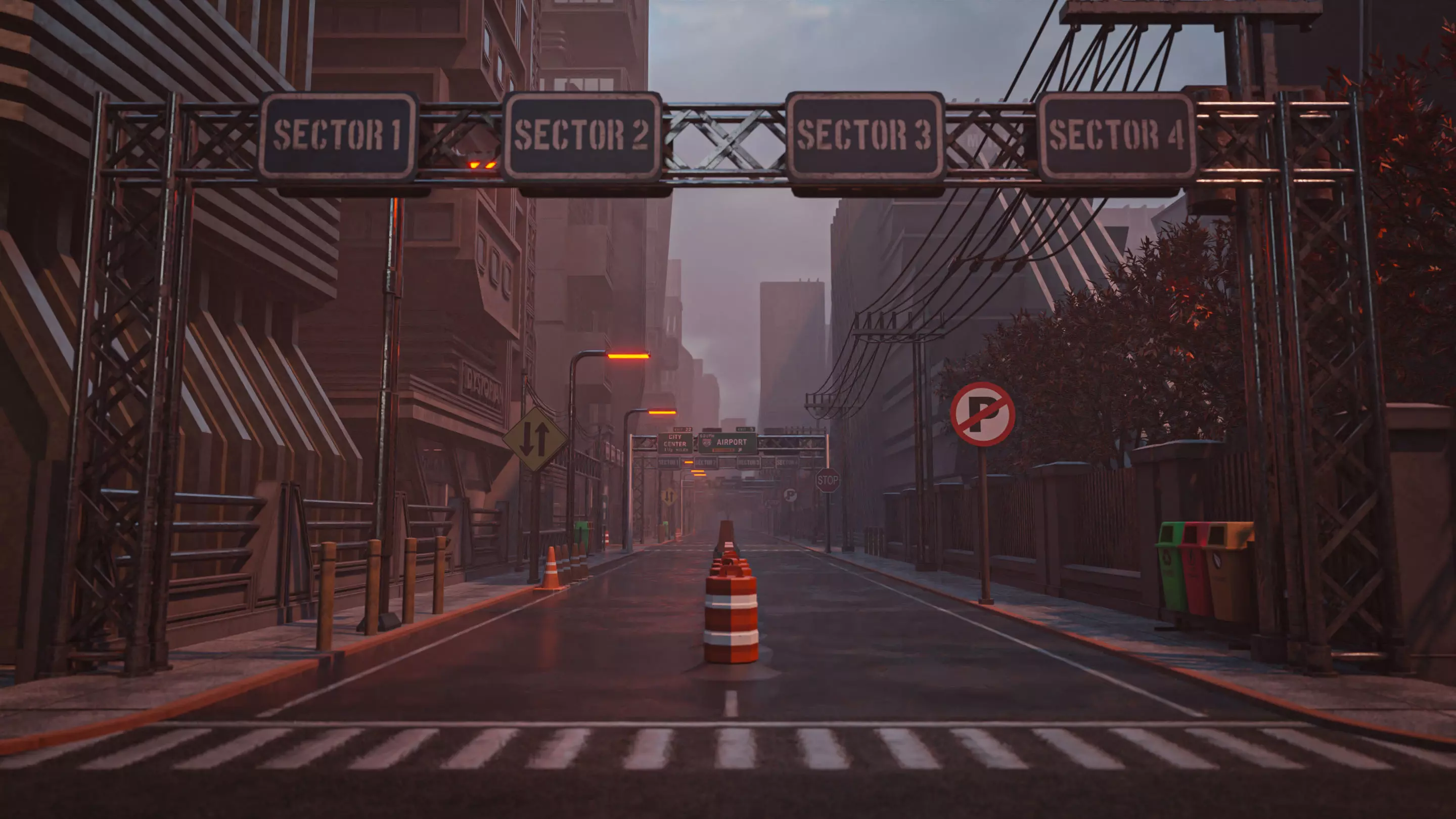 DYSTOPIAN BRUTALIST CITY SCENE Low-poly 3D model_0